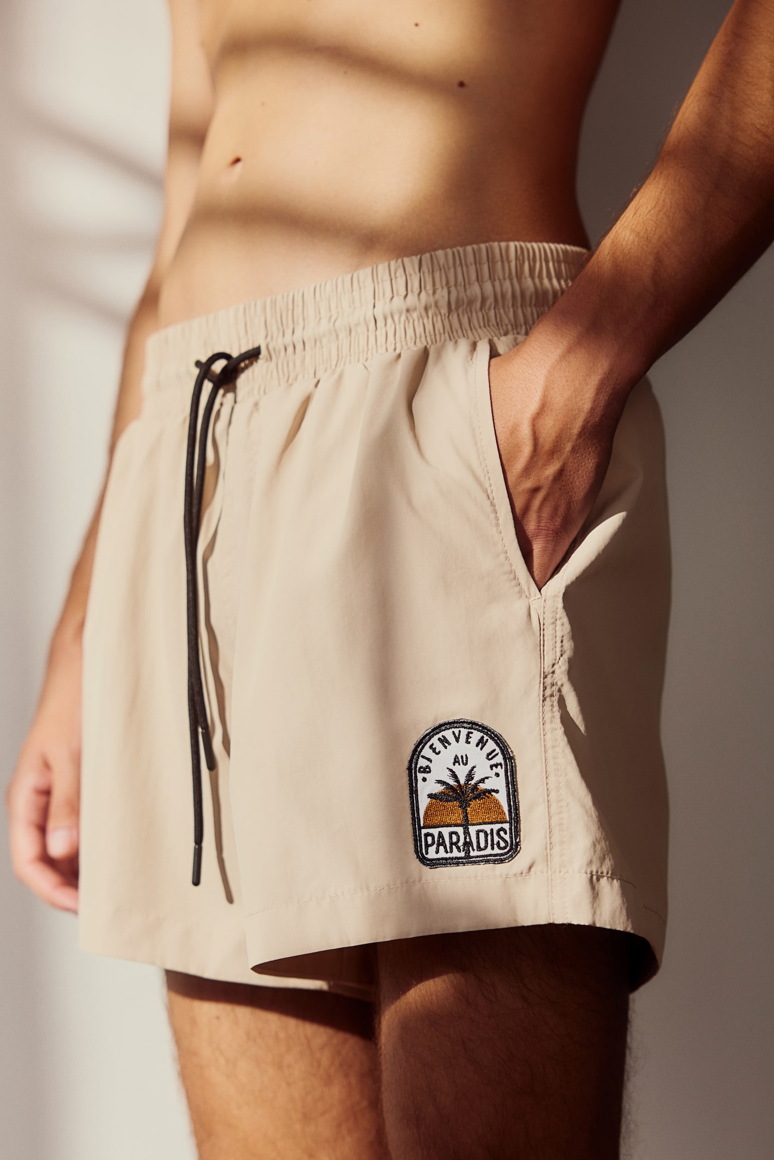 Appliquéd swim shorts - Light beige/Black/Paradis/Dark orange - 3