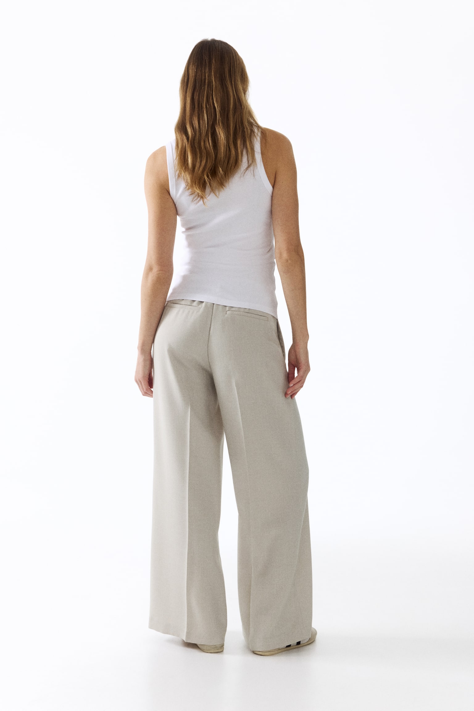 MAMA Pantalon chic à jambes larges - Beige clair/Marron foncé - 3