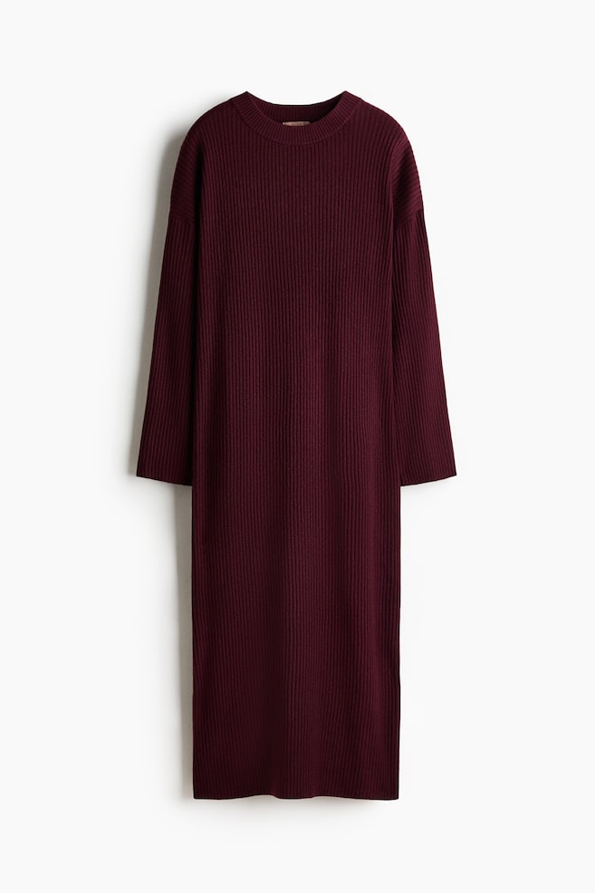 Rib-knit dress - Burgundy/Mole/Dark grey marl/Dark brown/Dark brown - 1