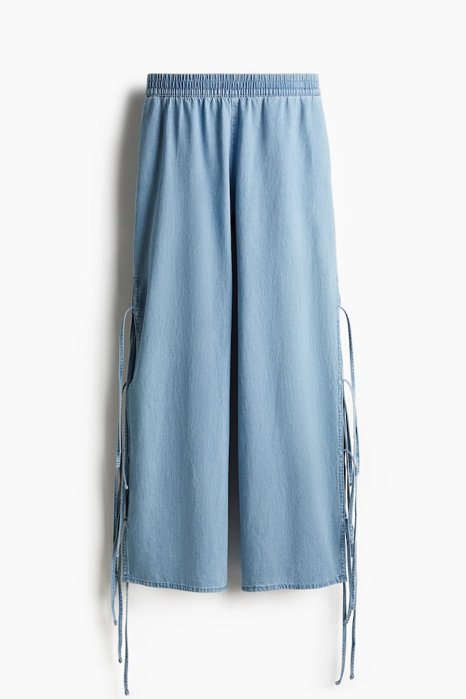 Tie-detail pull-on trousers - Light denim blue - 1