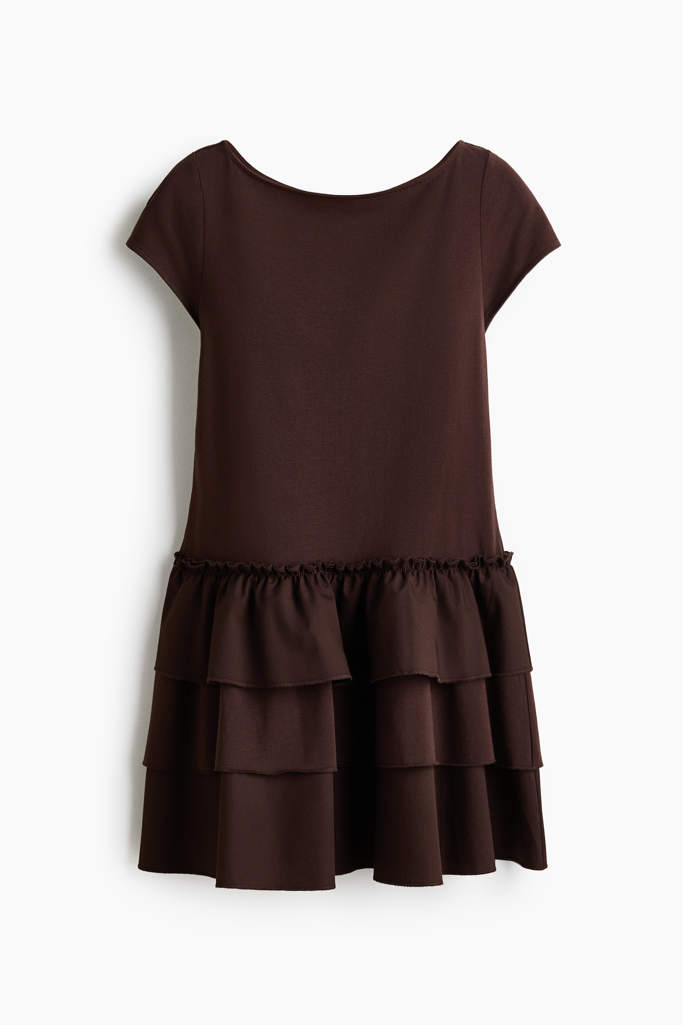 Váy cotton chia tầng - Màu nâu đậm/Màu vàng