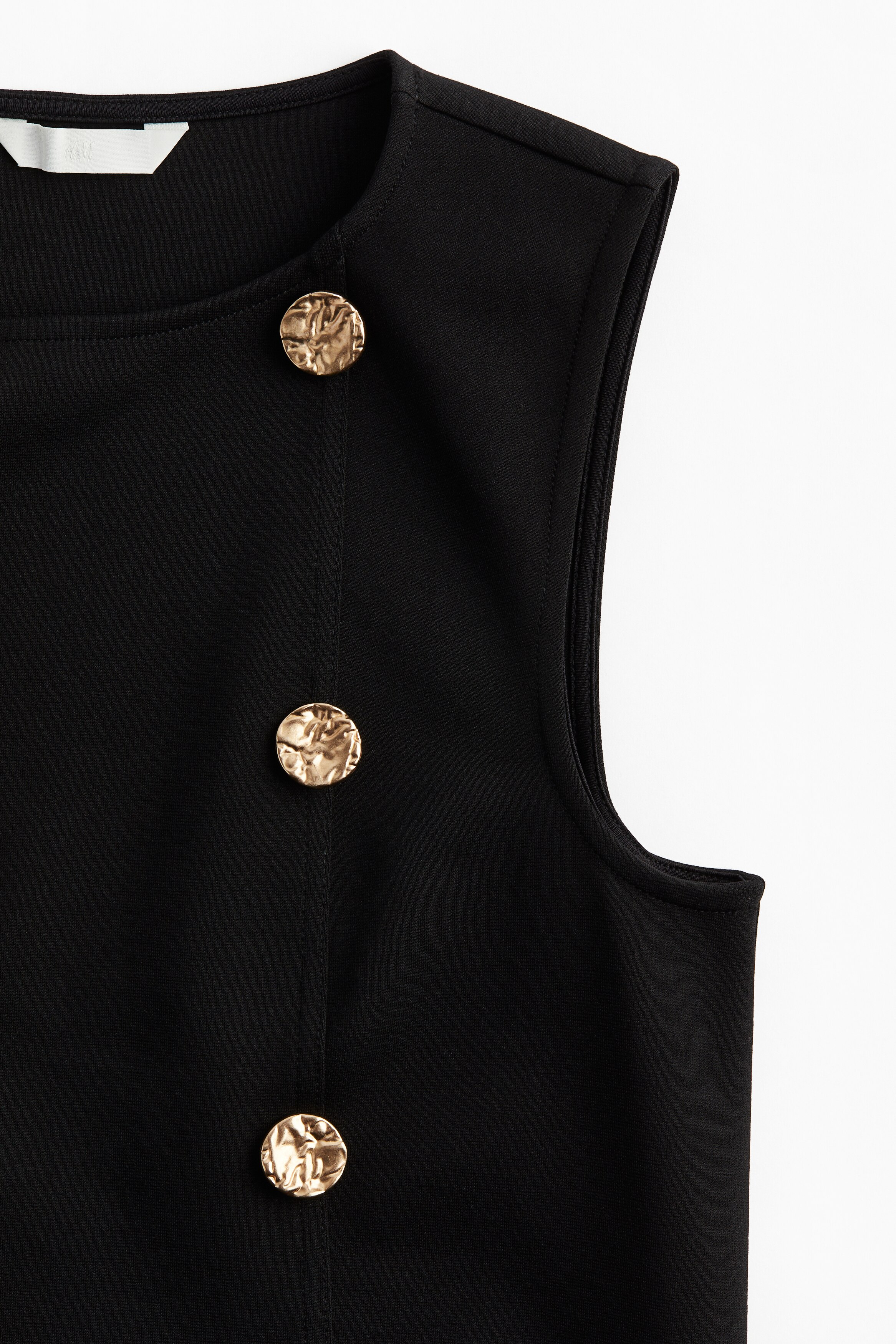 Button-detail mini dress - Black
