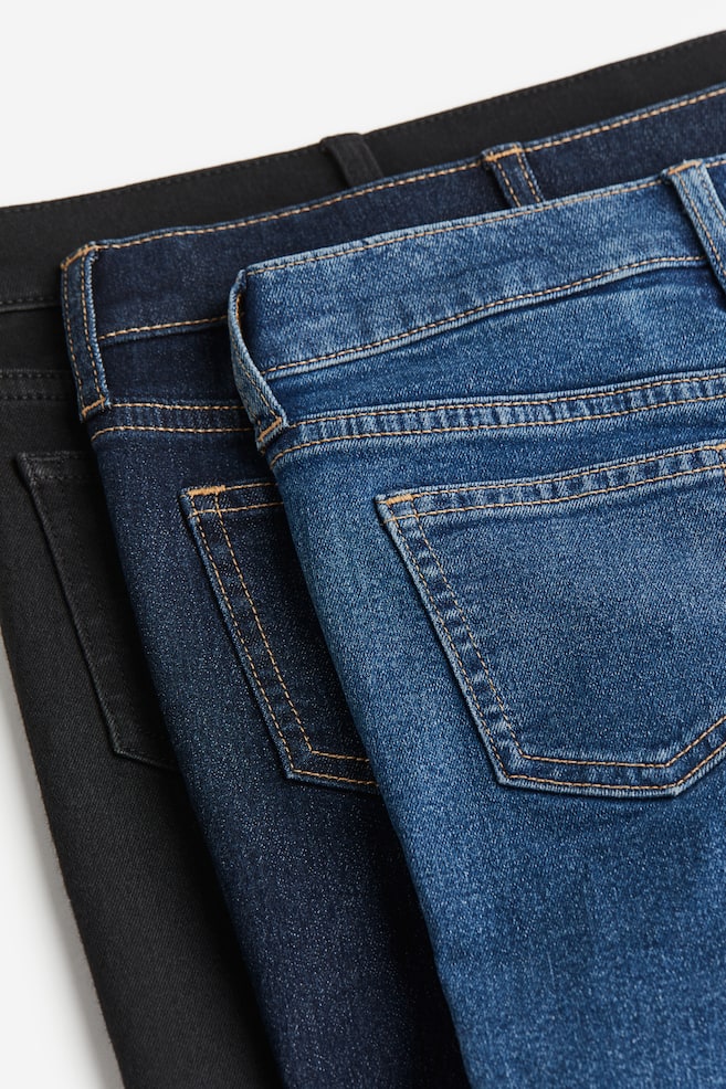 3-pack Comfort Stretch Slim Fit Jeans - Black/Dark denim blue/Black/Dark blue denim - 7