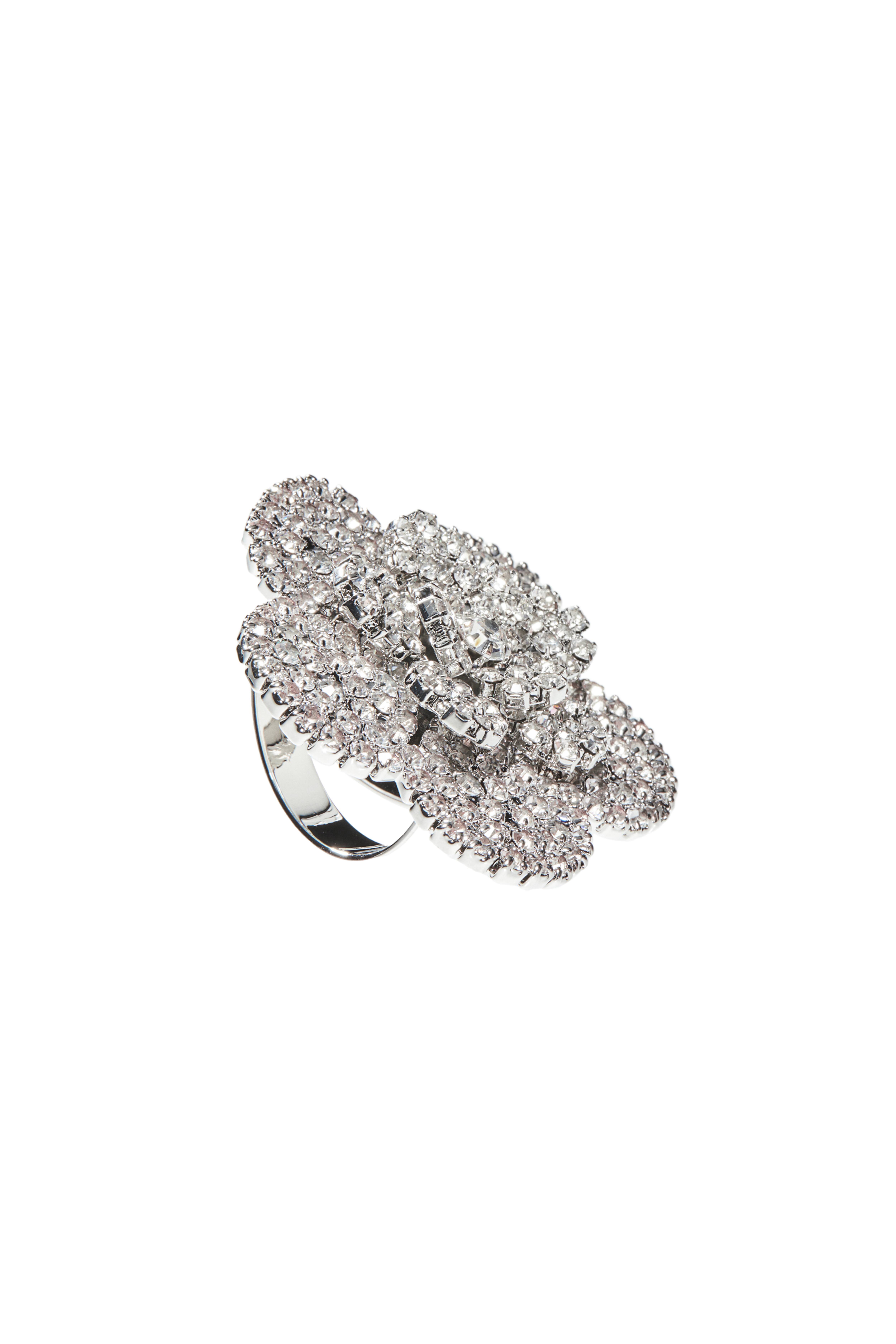 Spilla Floreale Con Cristalli Star Burst - Tonalità Argento Trasparente - Larghezza 6,25 Cm - Regalo Donna