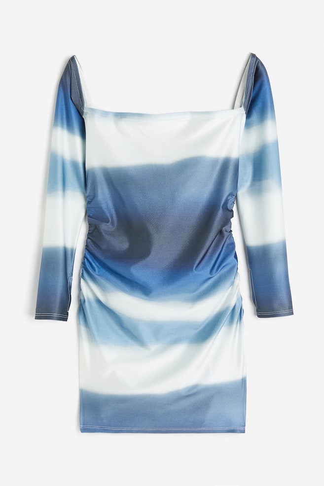 Off-the-shoulder bodycon dress - Blue/Ombre/Black - 1