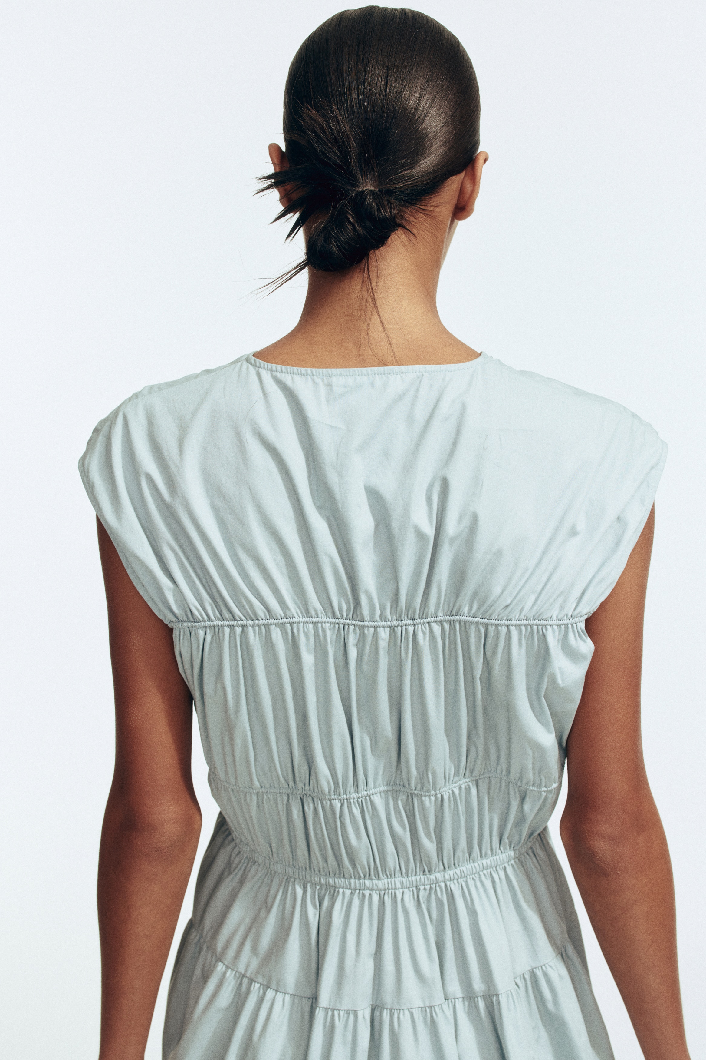 Drawstring-detail poplin dress