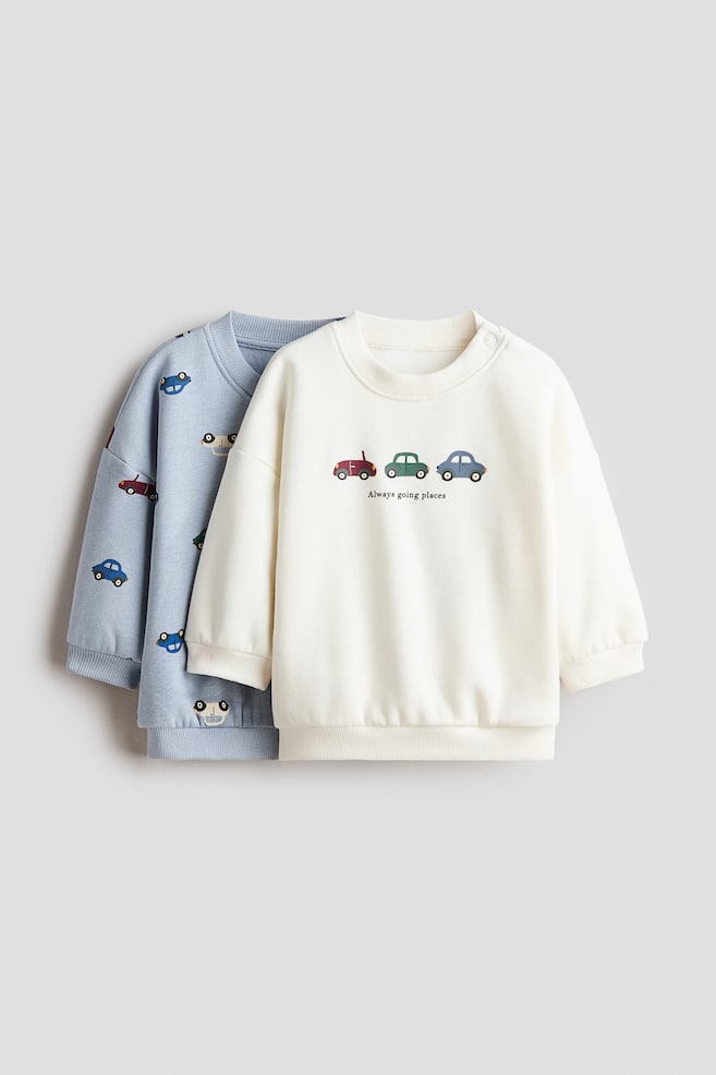 2-Pack Printed Sweatshirts - Light blue/Always Going Places/Mint green/dinosaurs - 1
