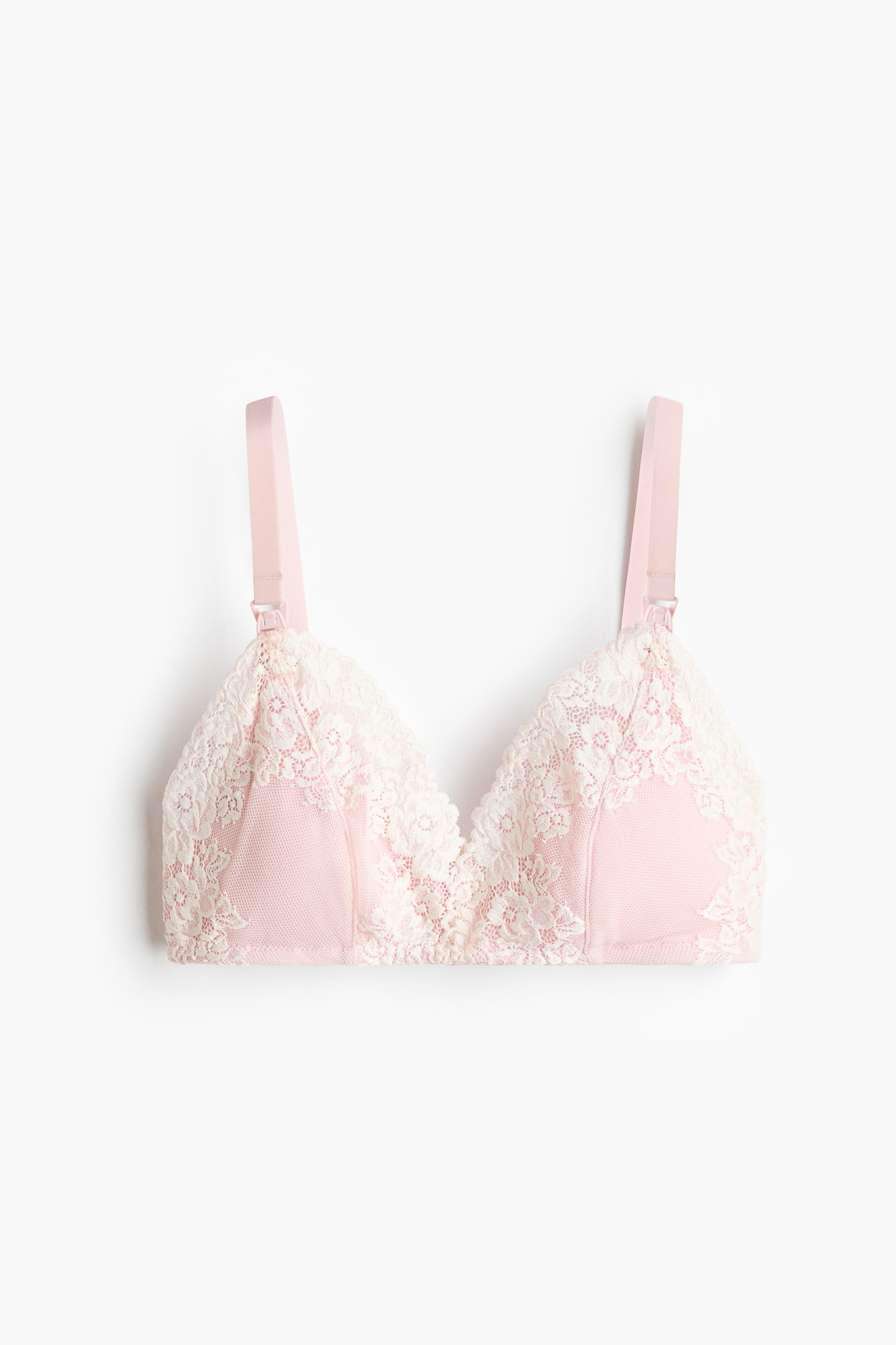 MAMA Padded Lace Nursing Bra - Powder pink/cream/Dark brown/cream