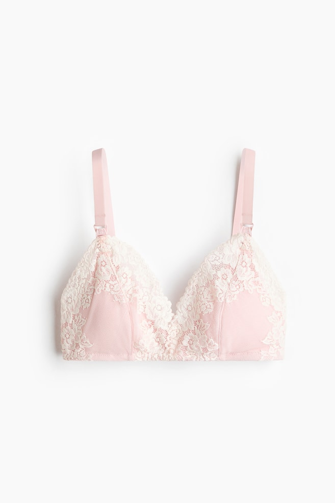MAMA Padded lace nursing bra - Powder pink/Cream/Dark brown/Cream - 1