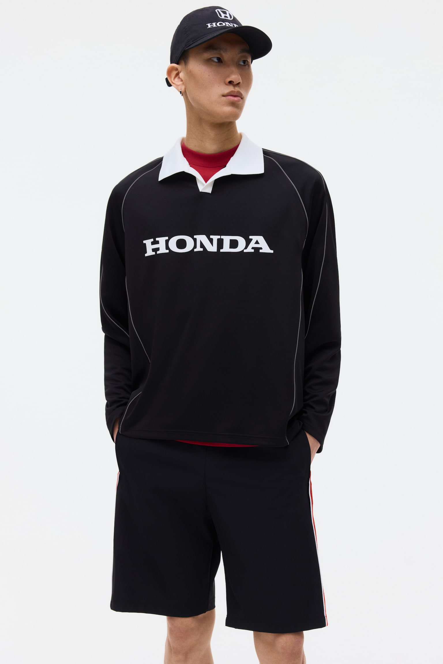 Loose Fit Printed polo shirt - Black/Honda - 3