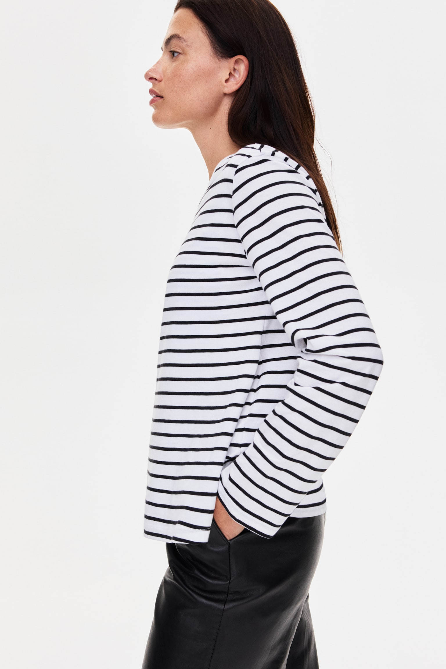 MAMA Camisola de amamentação em algodão - Branco/Riscas/Branco/Riscas vermelhas/Branco/Riscas pretas/Preto/Branco - 5