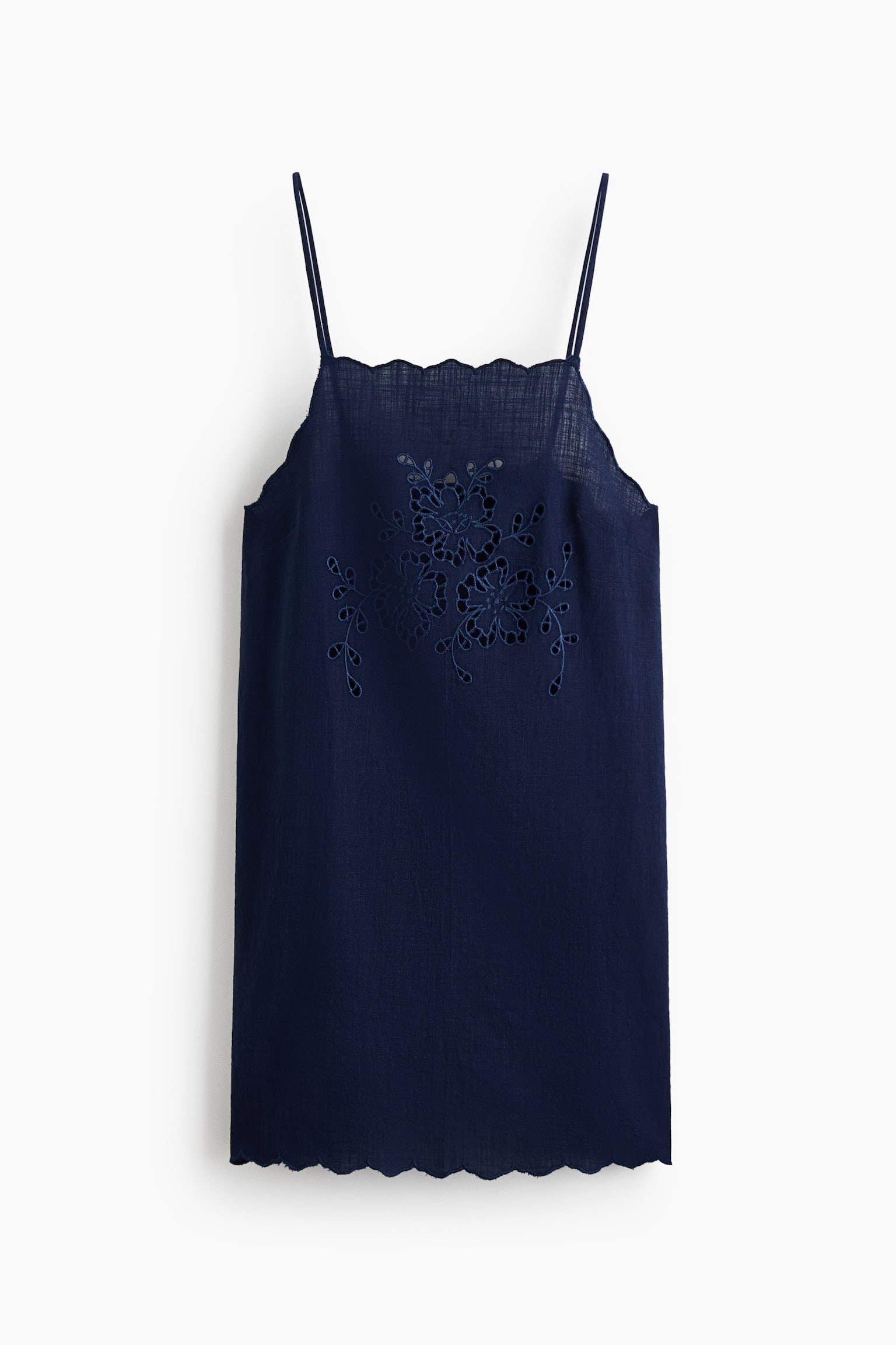 Vestido playero en bordado inglés de algodón - Azul marino