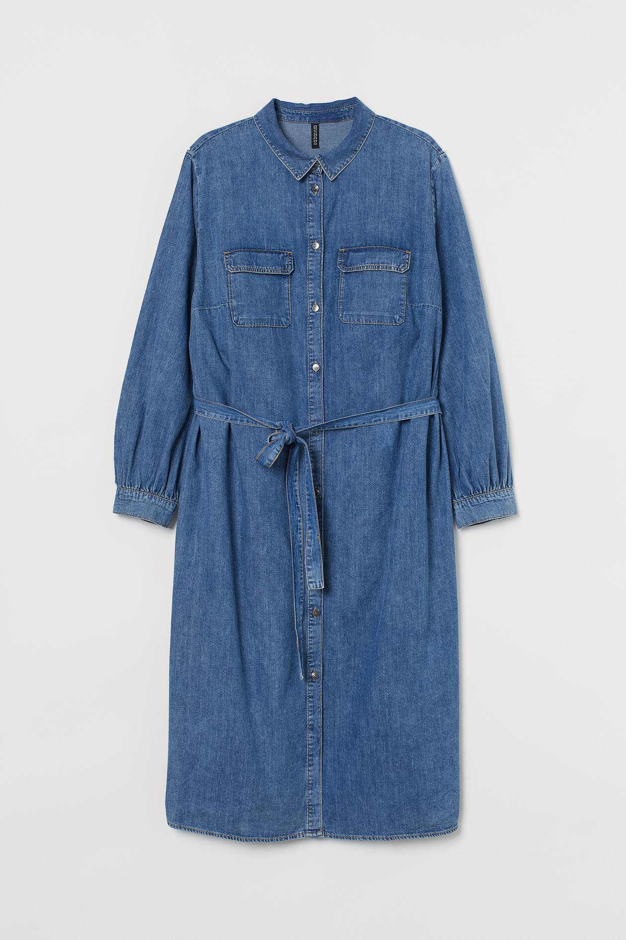 H&M+ Denim dress - Long sleeve - Midi - Denim blue - Ladies | H&M GB