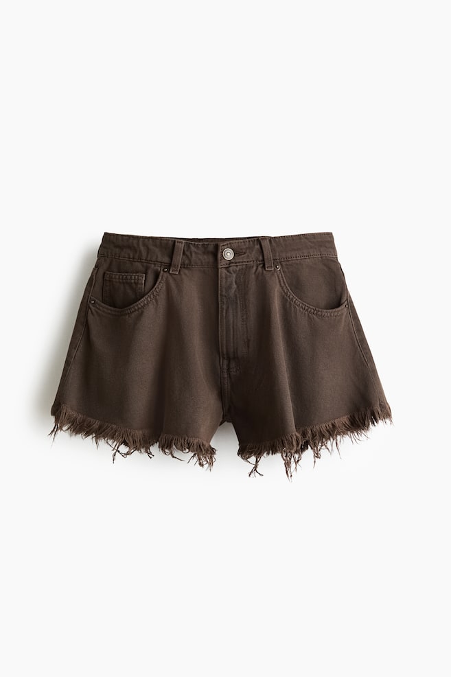 Frayed Denim Shorts - Brown/Light denim blue/Cream/Dark khaki green/Black - 1
