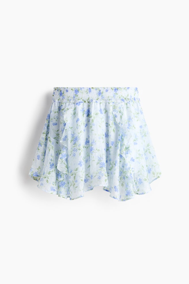 Flounced lyocell-blend skirt - Light blue/Floral/Light green/Floral - 1