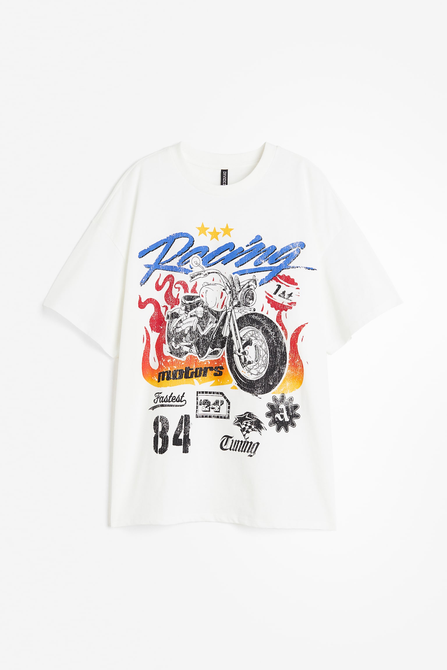 Oversized Print Tee - White/Racing