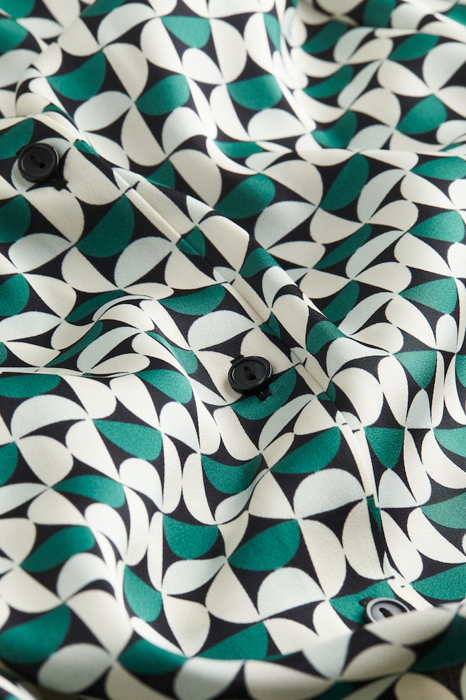 Skjortekjole med bindebælte - Grøn/Mønstret - 5