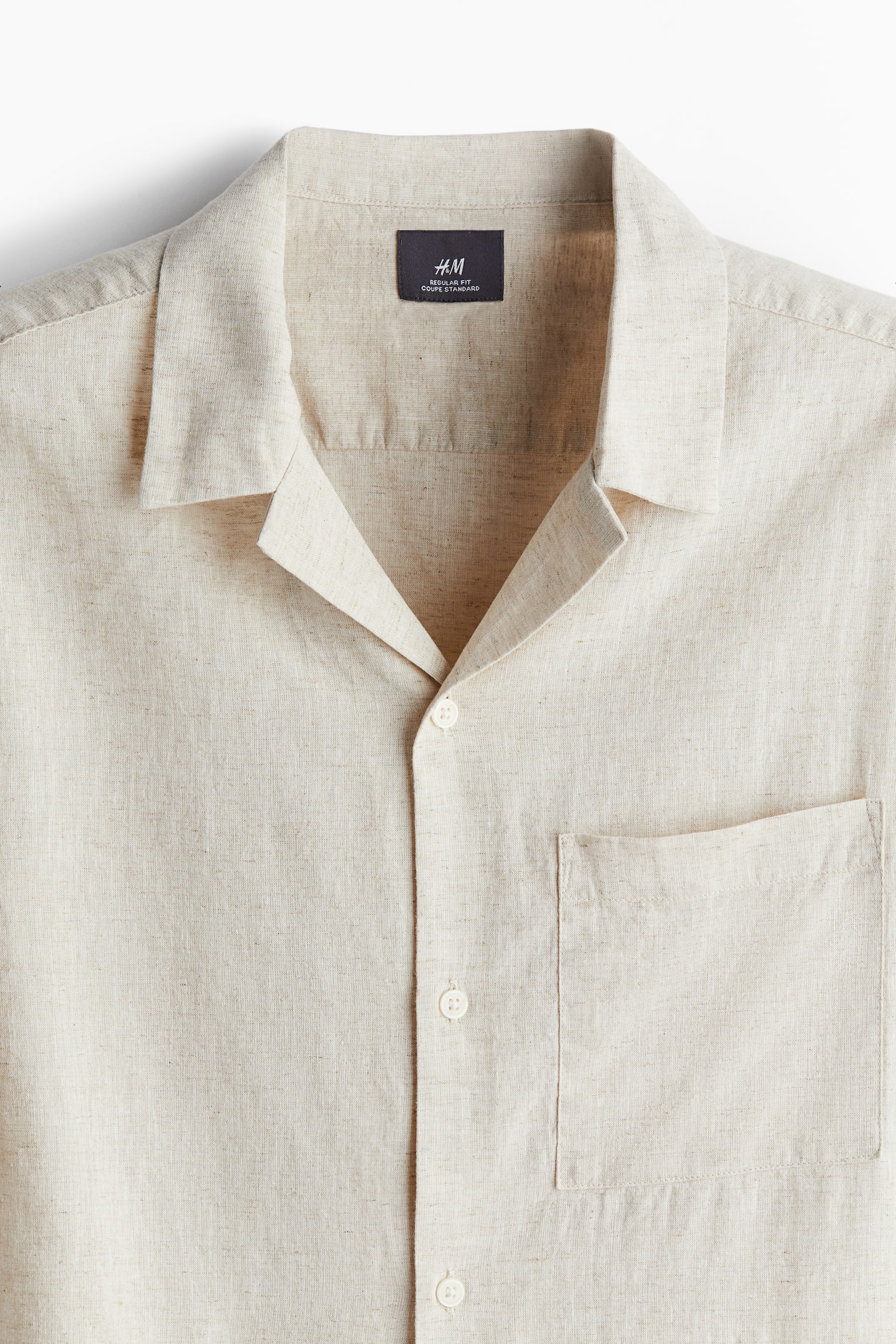 Regular Fit Linen-blend resort shirt - Light beige/Light blue/White/Navy blue - 4