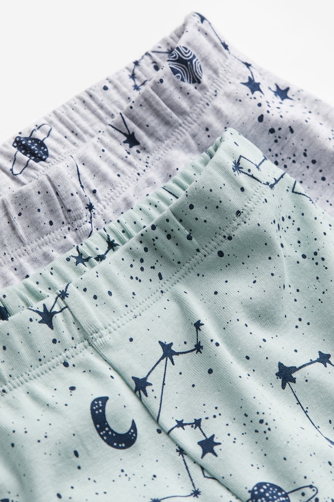 Lot de 2 pyjamas imprimés - Vert clair/constellations/Bleu clair/tracteurs - 2