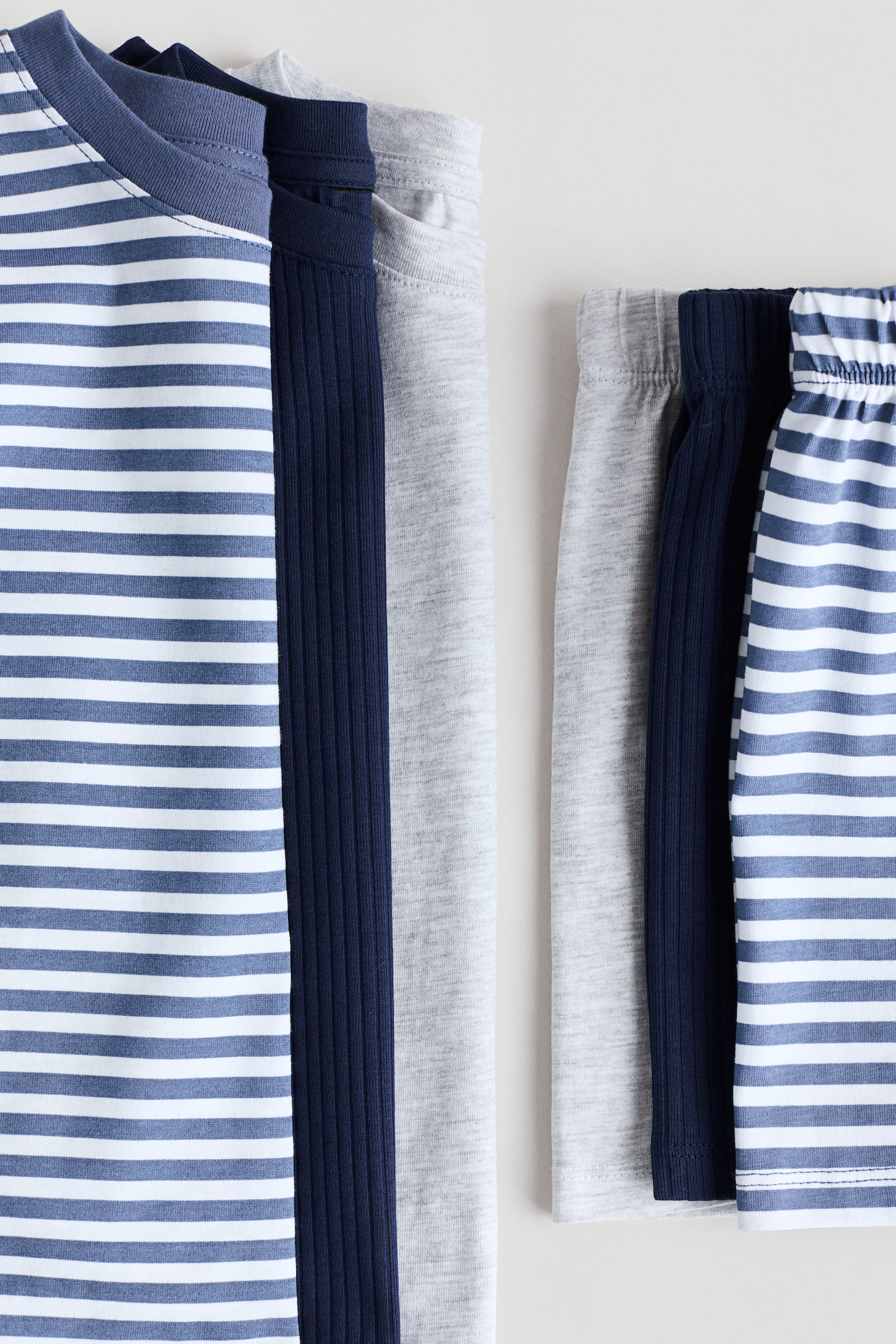 3-pack cotton pyjamas - Blue/Striped/Light grey marl/Space - 2