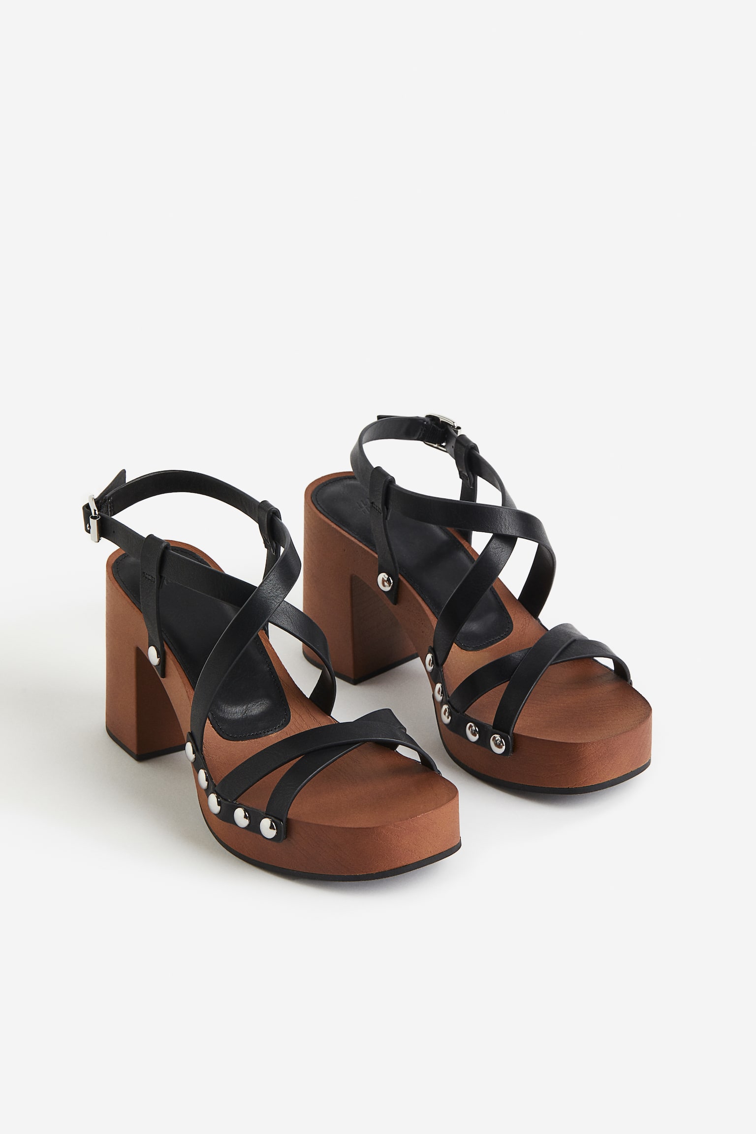 Block-heeled sandals - Brown/Black - 3