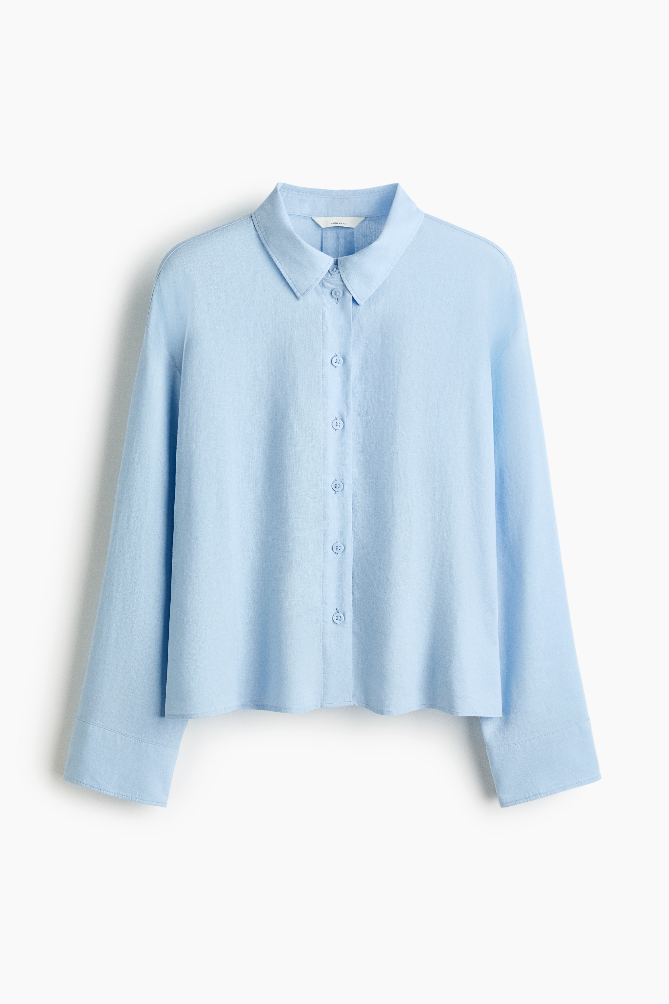Linen-blend shirt - Light blue/Pink/Dark yellow