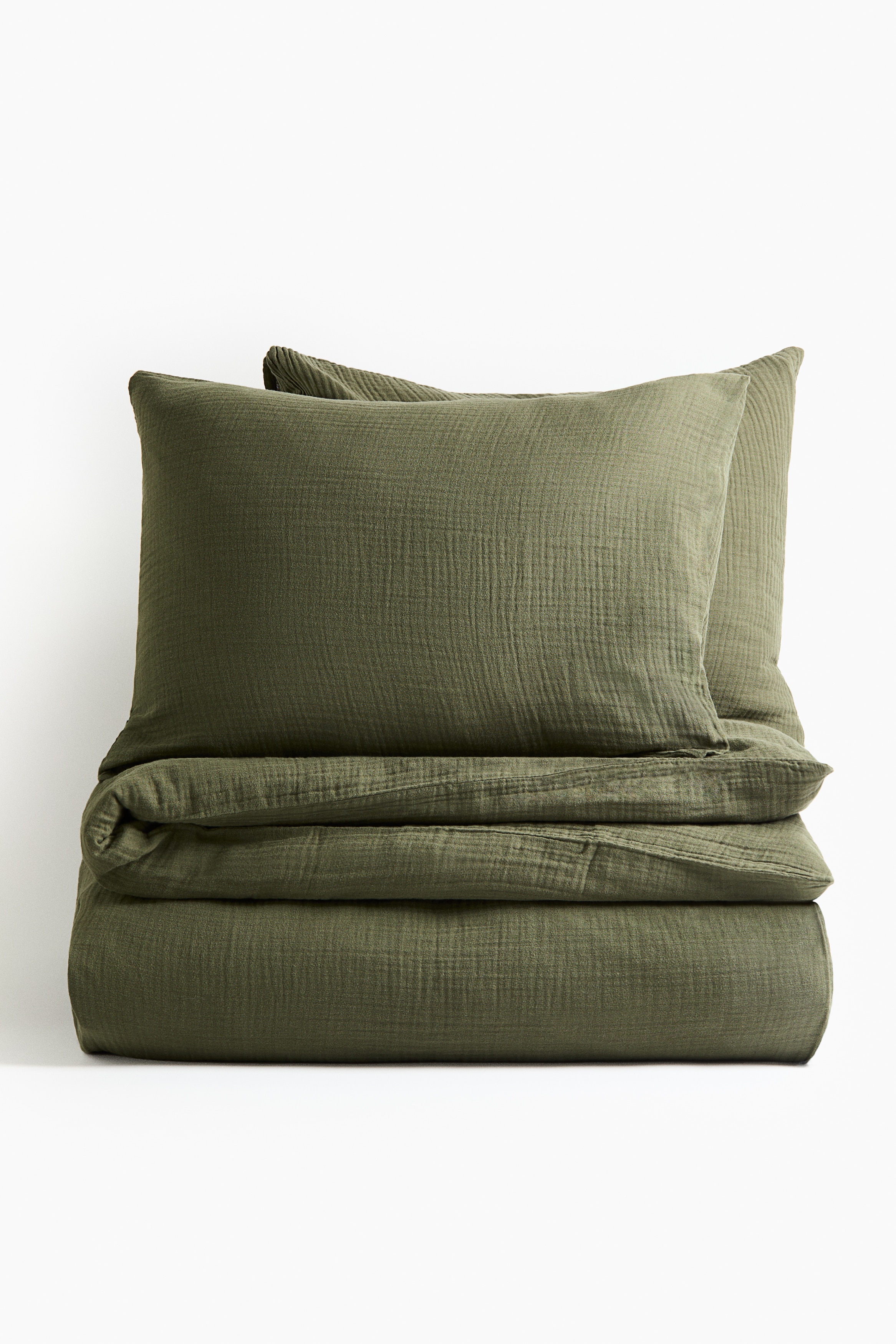 Muslin King/Queen Duvet Cover Set - Forest green/Charcoal gray/Taupe/Light beige/Light dusty green/Rust red/Light taupe/Light pink
