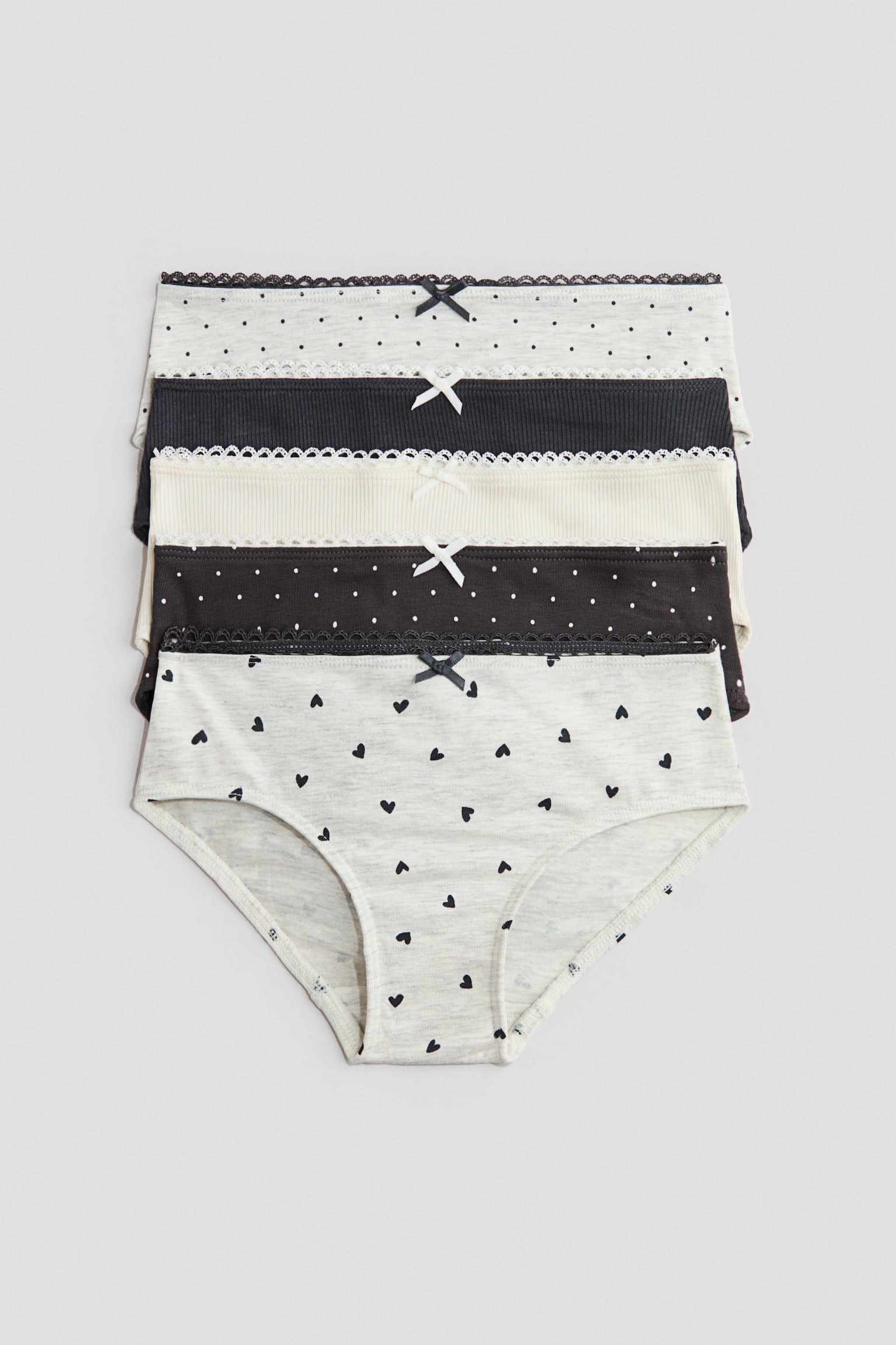 5-pack cotton briefs - Light grey marl/Hearts/Dusty purple/Cherries