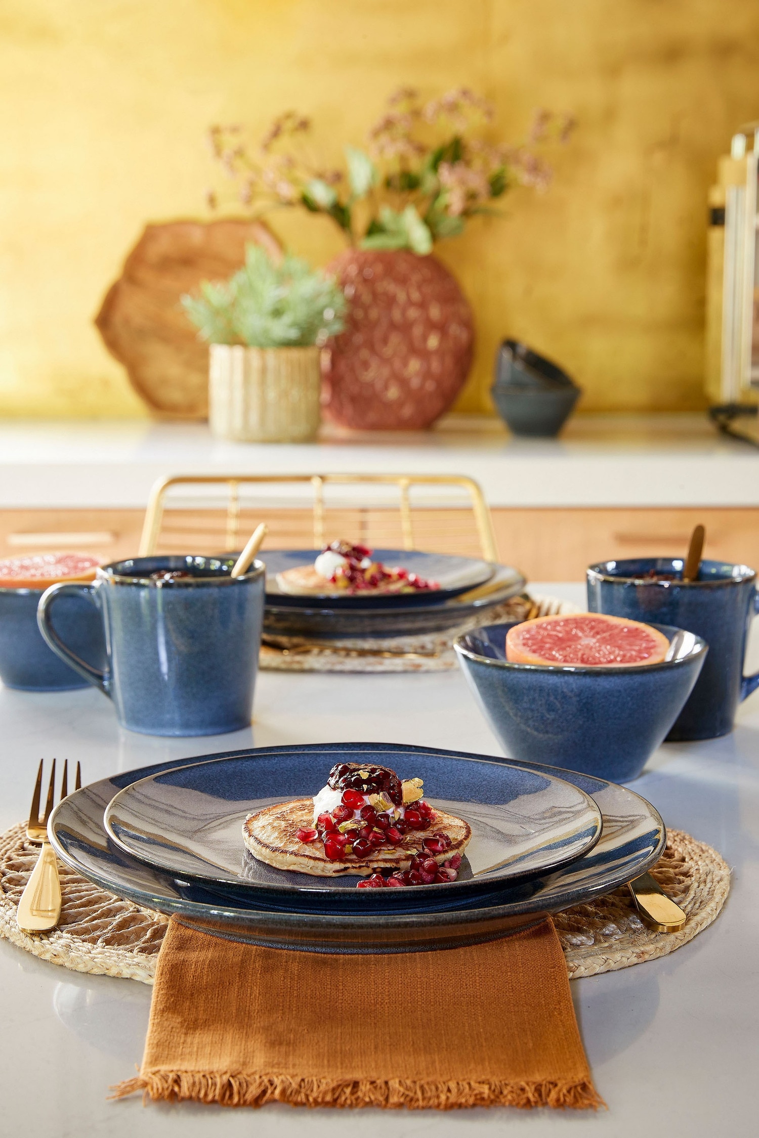 Service De Vaisselle Pour 4 Personnes - Gris Foncé/Beige/Gris Clair