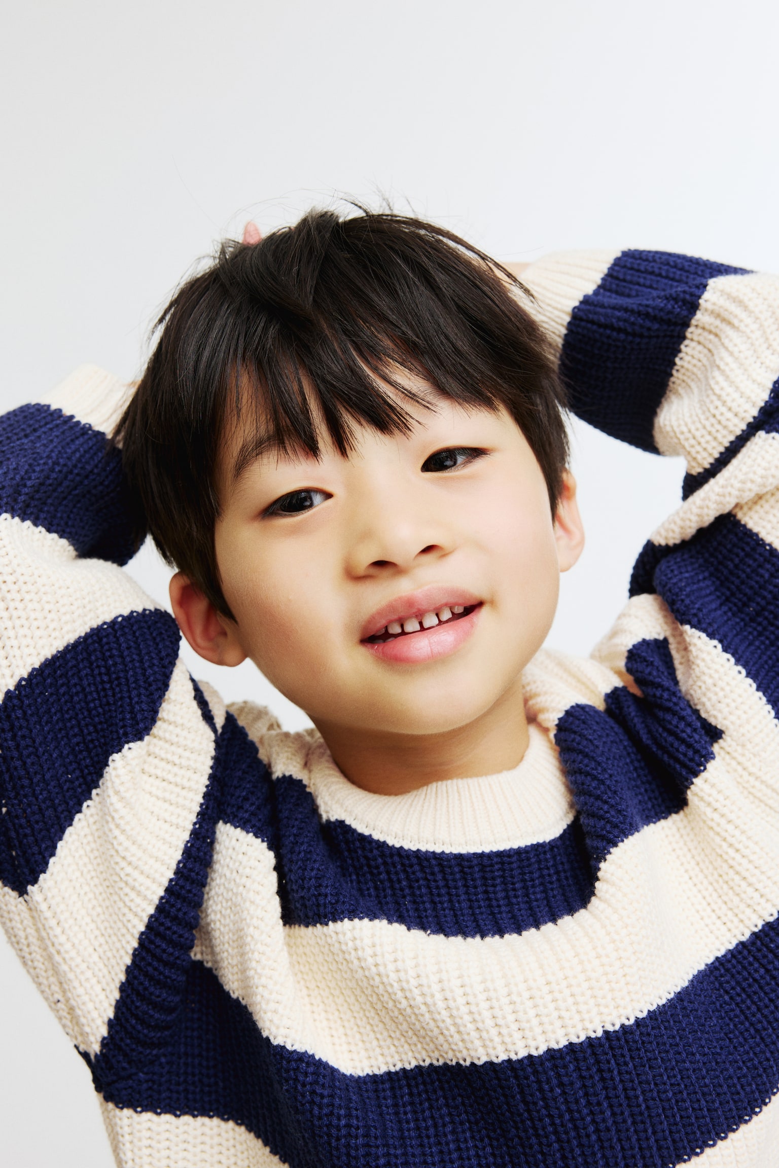 Patent-knit jumper - Cream/Navy blue/Green marl - 5