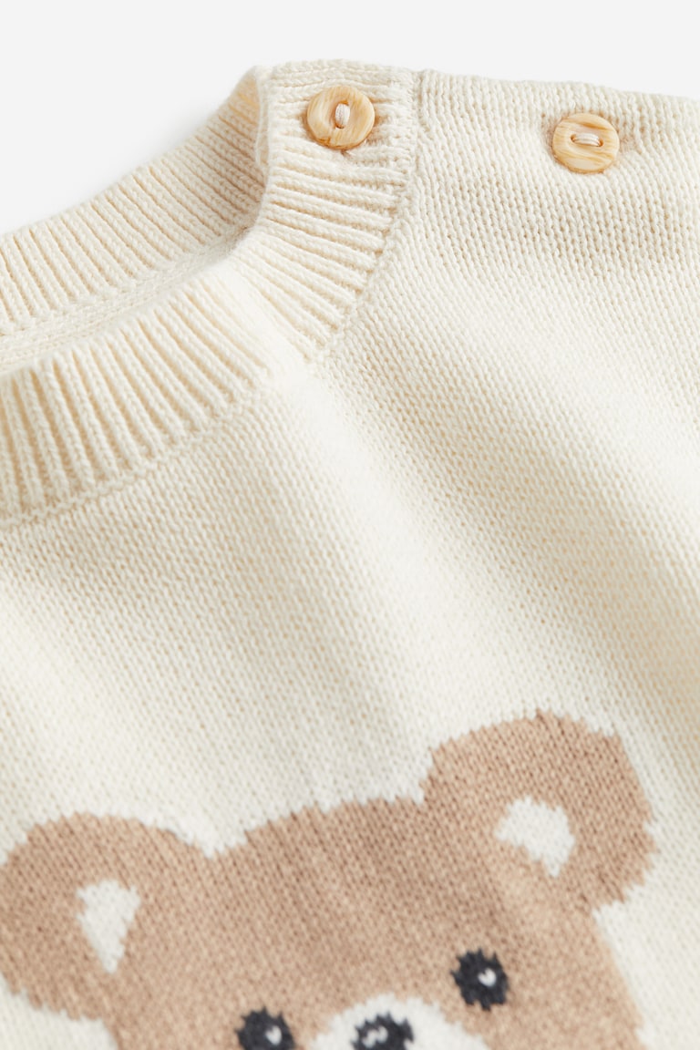 Baumwollpullover Naturweiß/Teddybär Kids H&M DE