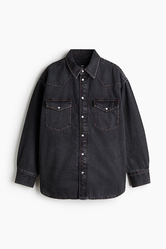 Мужские рубашки H&M Oversized Padded Denim Shirt