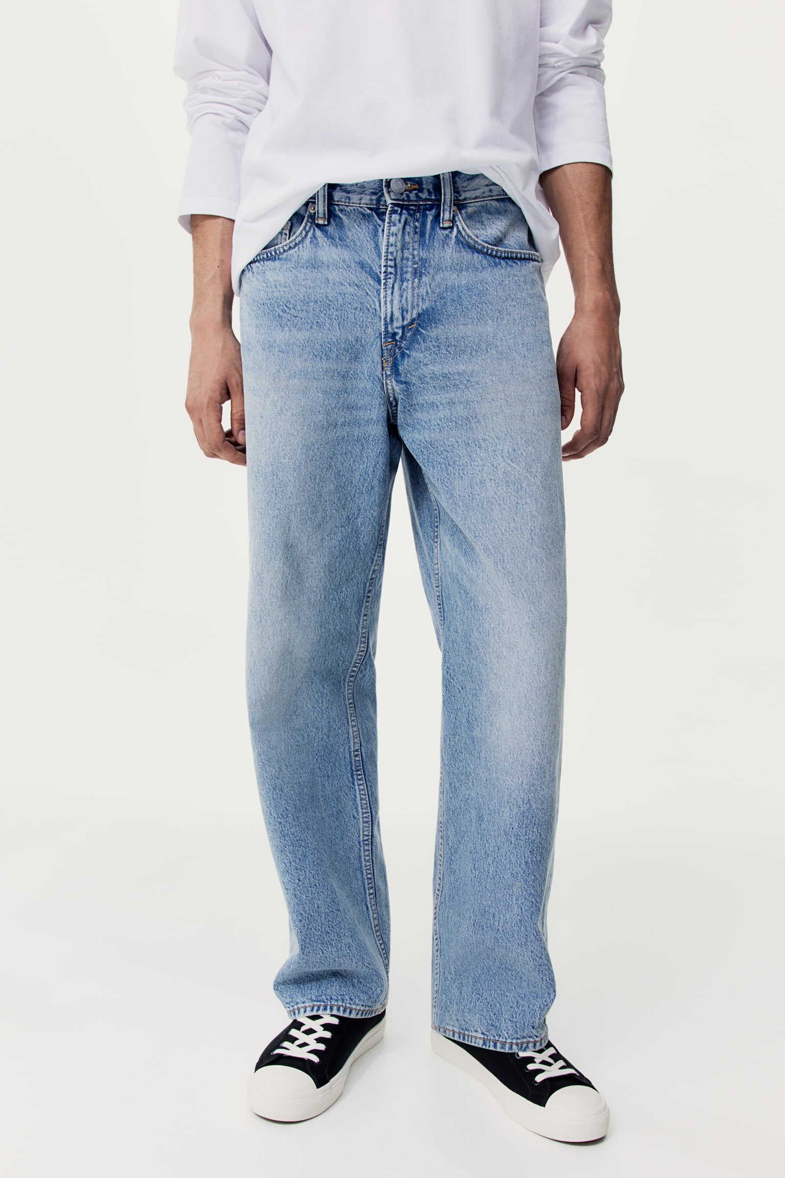 Straight Relaxed High Jeans - Light denim blue/Denim blue/Black - 4