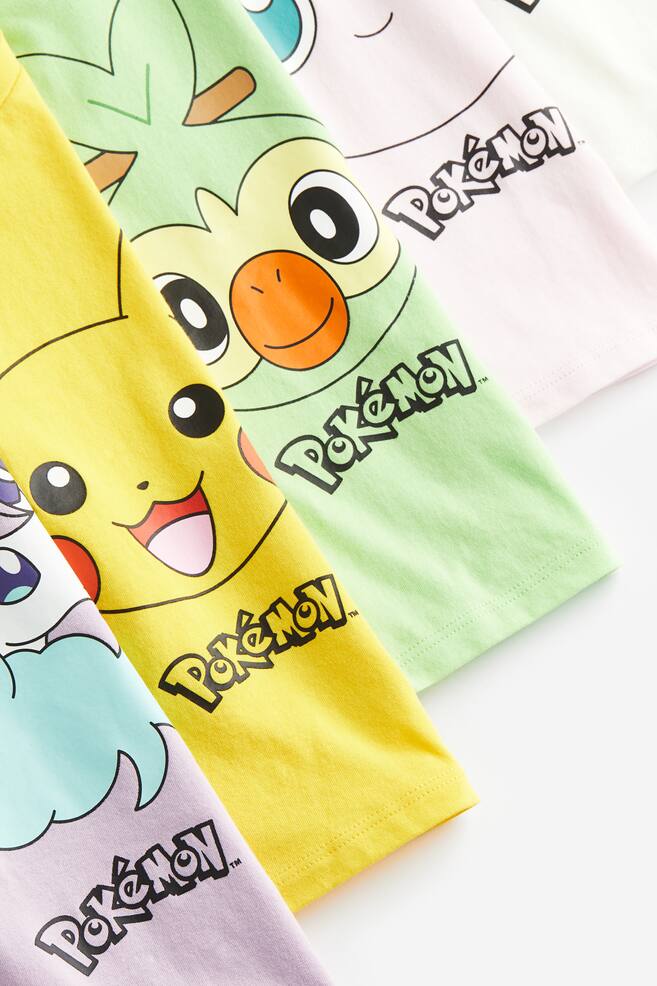 5-pack printed jersey tops - Yellow/Pokémon/Purple/Disney princesses - 2