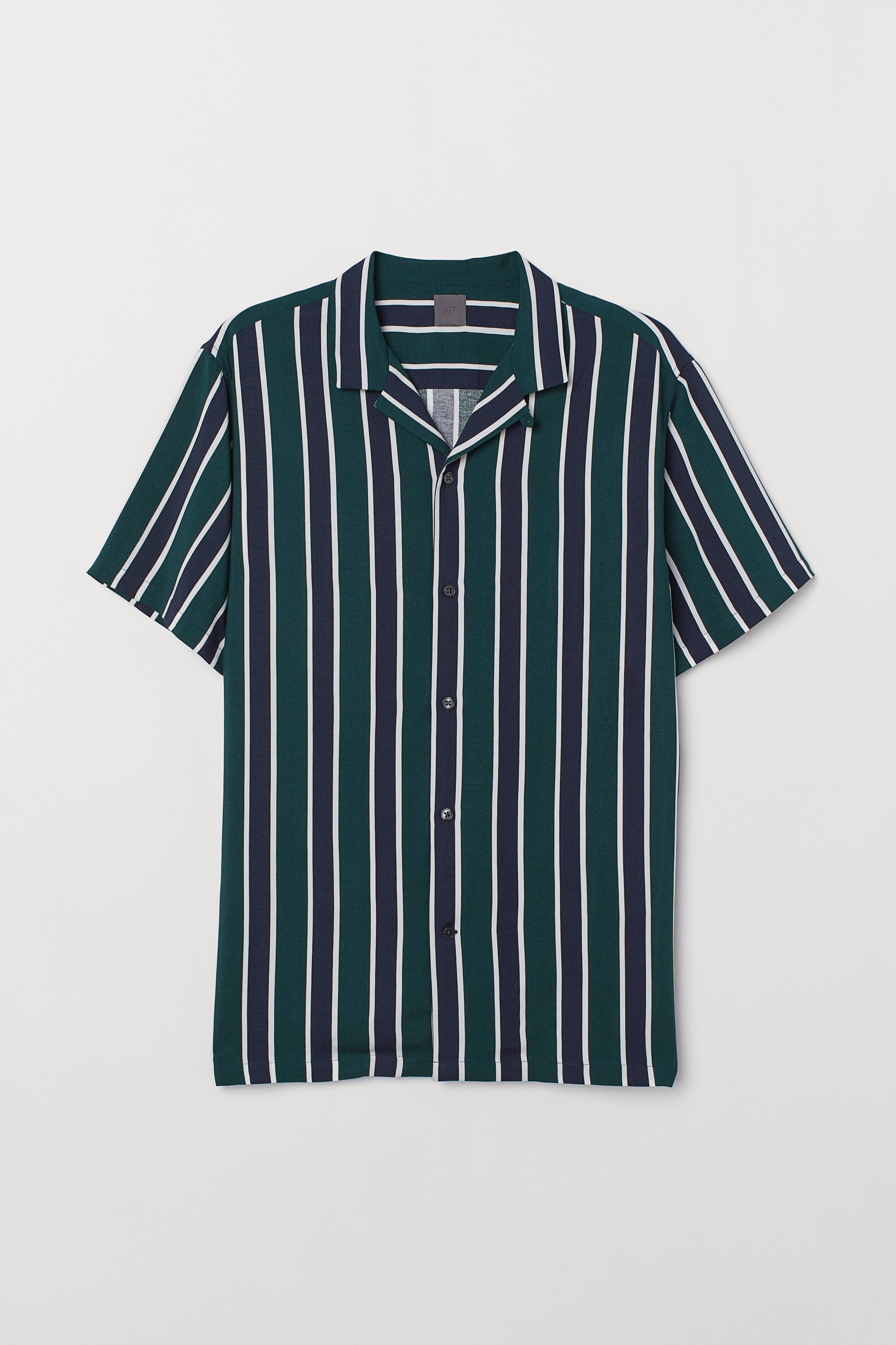 H&m green striped shirt best sale