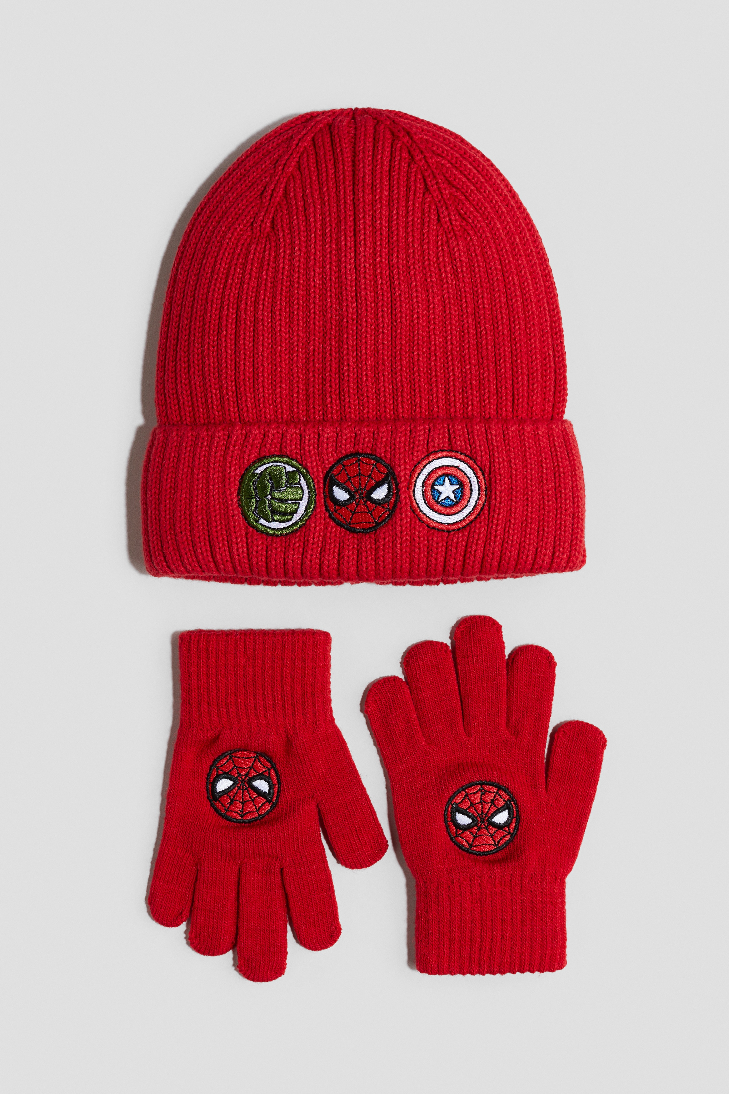 Garçon - 2-piece beanie and gloves set Rouge/Spidey - Size: 122/140  - H&M