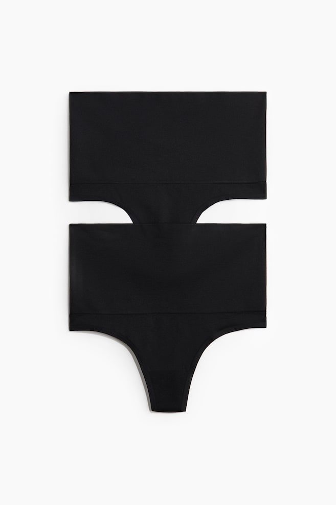 2-pack Medium Shape Thong briefs - Black/Dark brown/Old rose/Light beige - 1