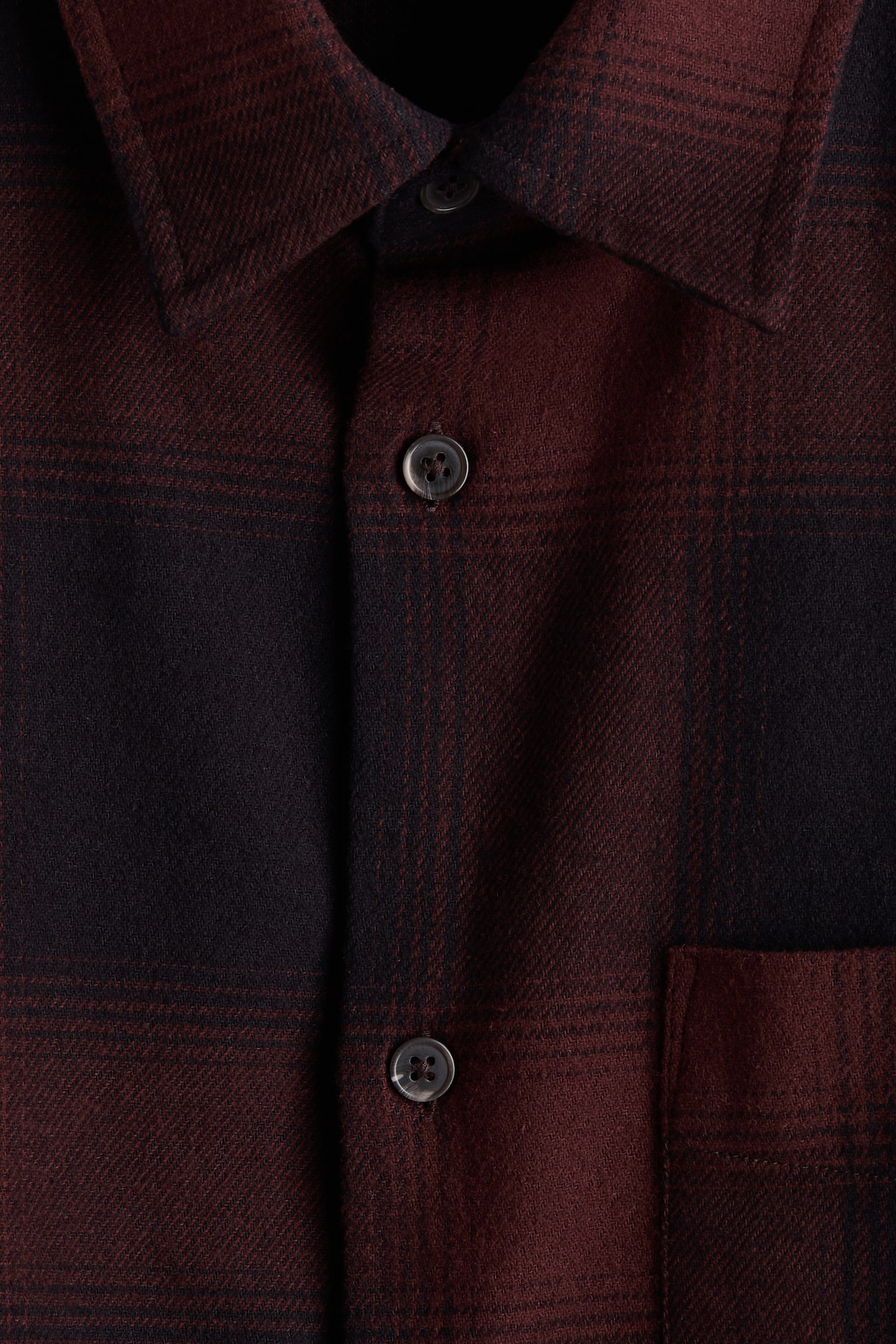 Мужская рубашка H&M Loose-Fit Flannel, цвет: Коричневый / Клетчатый — фото 7