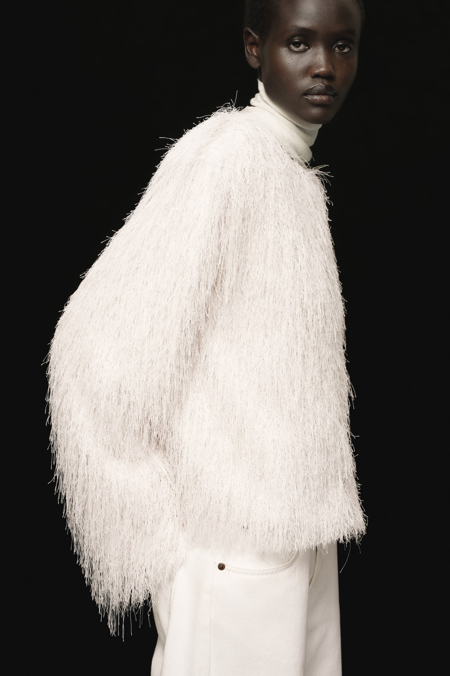 Saco con flecos - Crema/Rosa tenue - 3