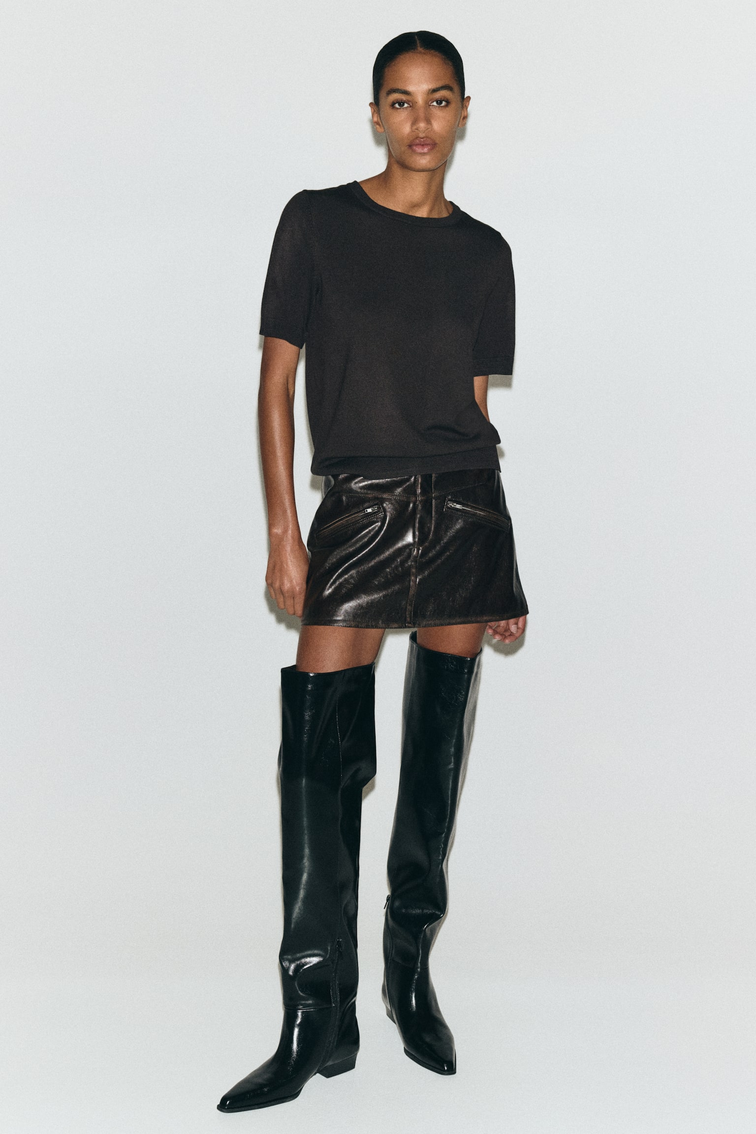 Dzianinowy top - Dark brown/Szary melanż/Jaskrawoczerwony/Kremowy/Paski/Biały - 2