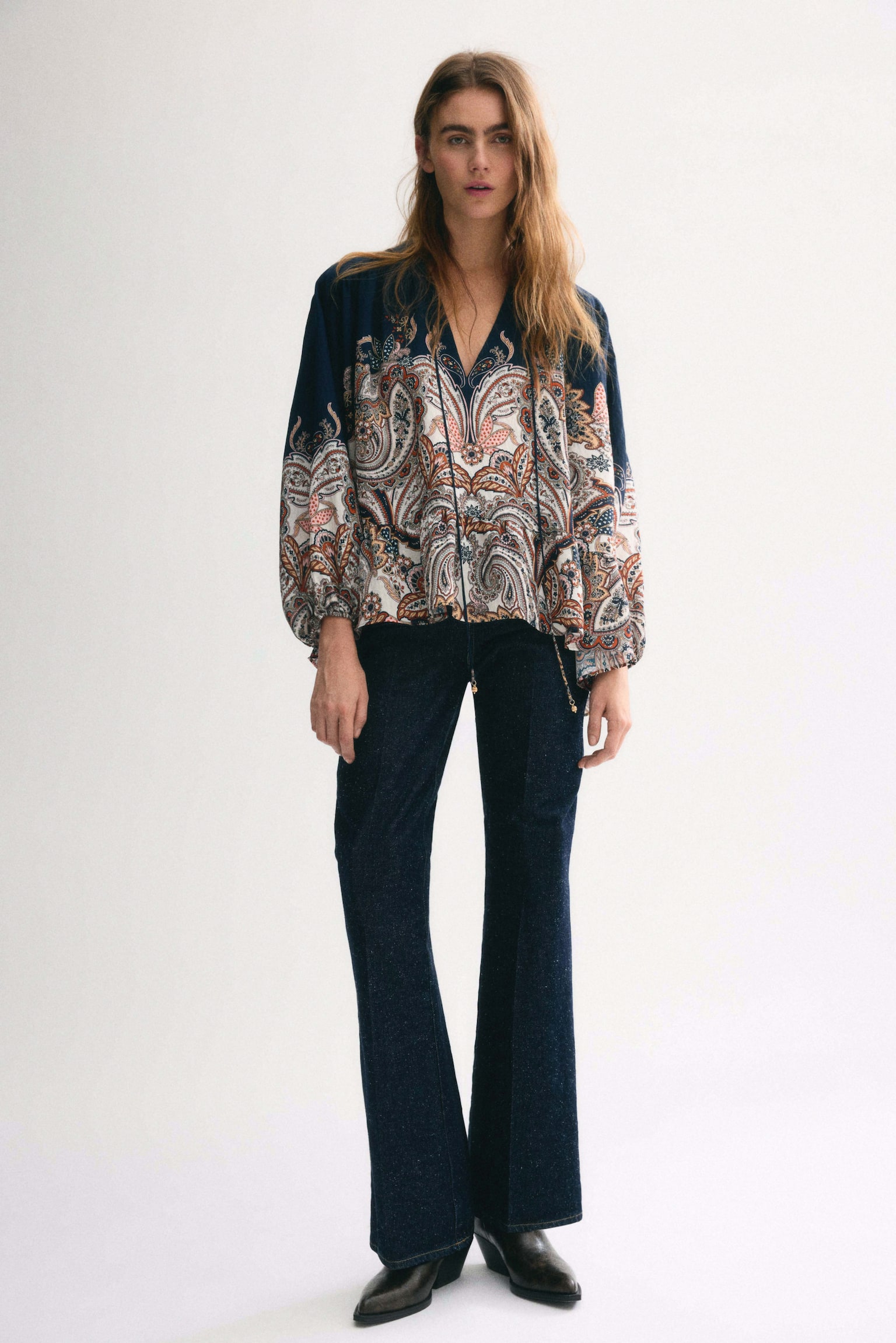 Oversized blouse - Dark blue/Paisley pattern - 5