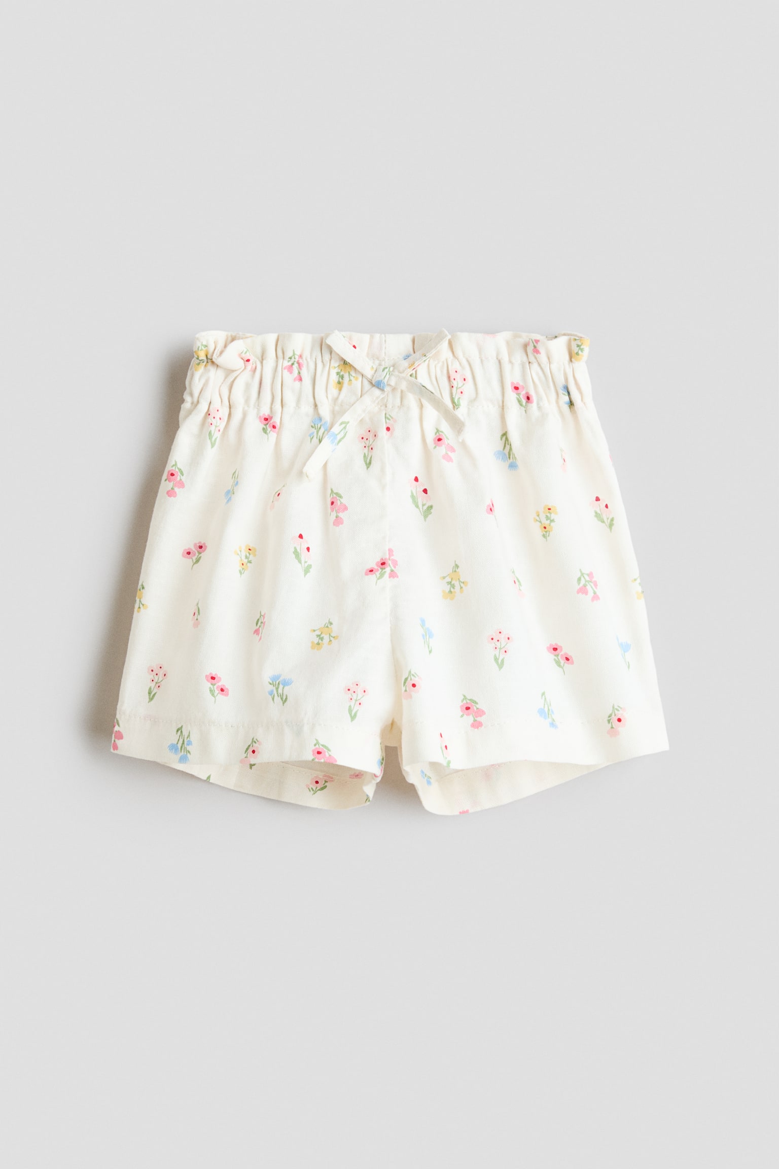 Calções paper bag - Creme/Floral/Azul denim claro/Branco/Floral/Rosa claro/Fruta/Azul denim/Rosa/Fruta