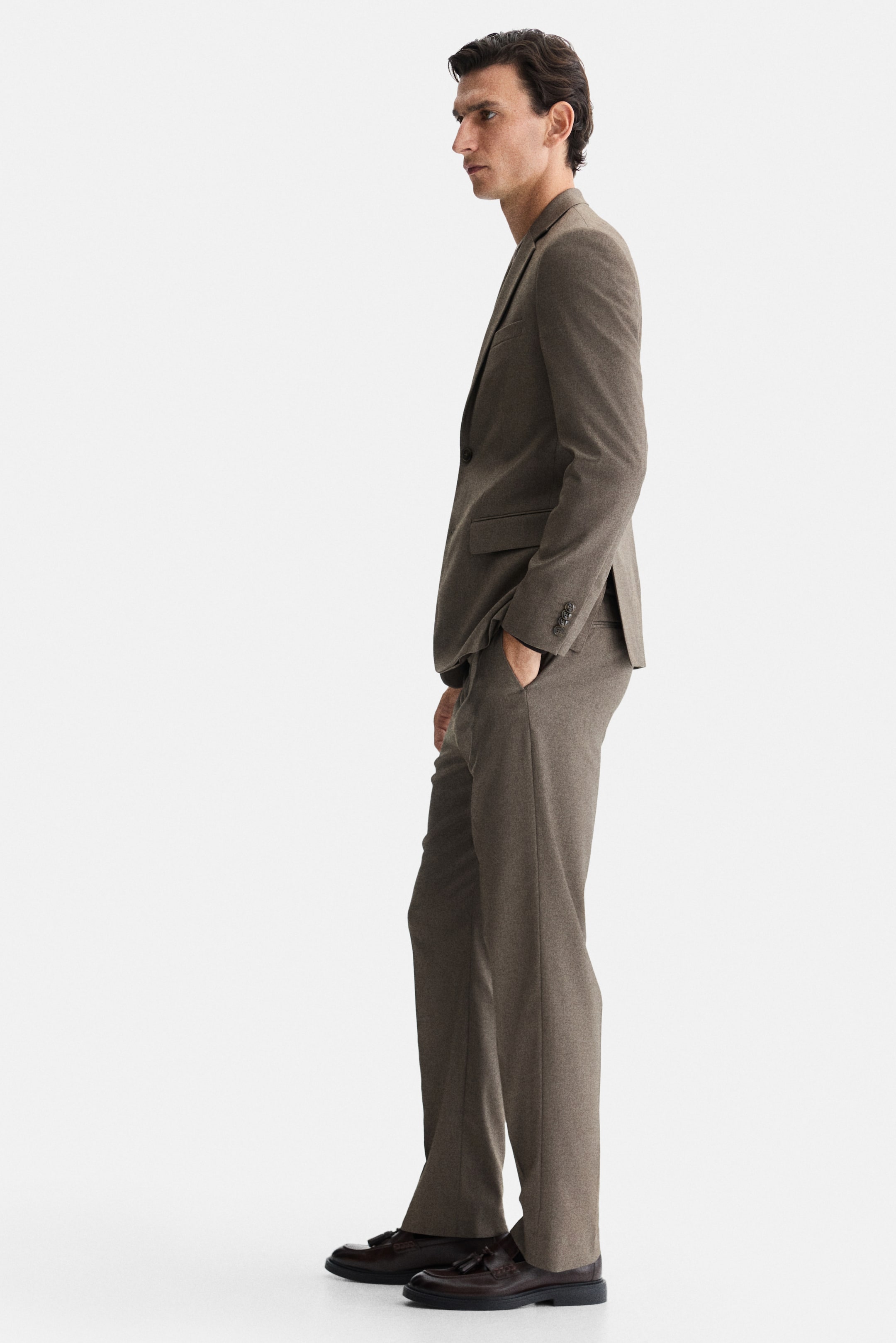 View larger image: Regular-Fit Single-Breasted Jacket - Dark beige - Men | H&M US 4