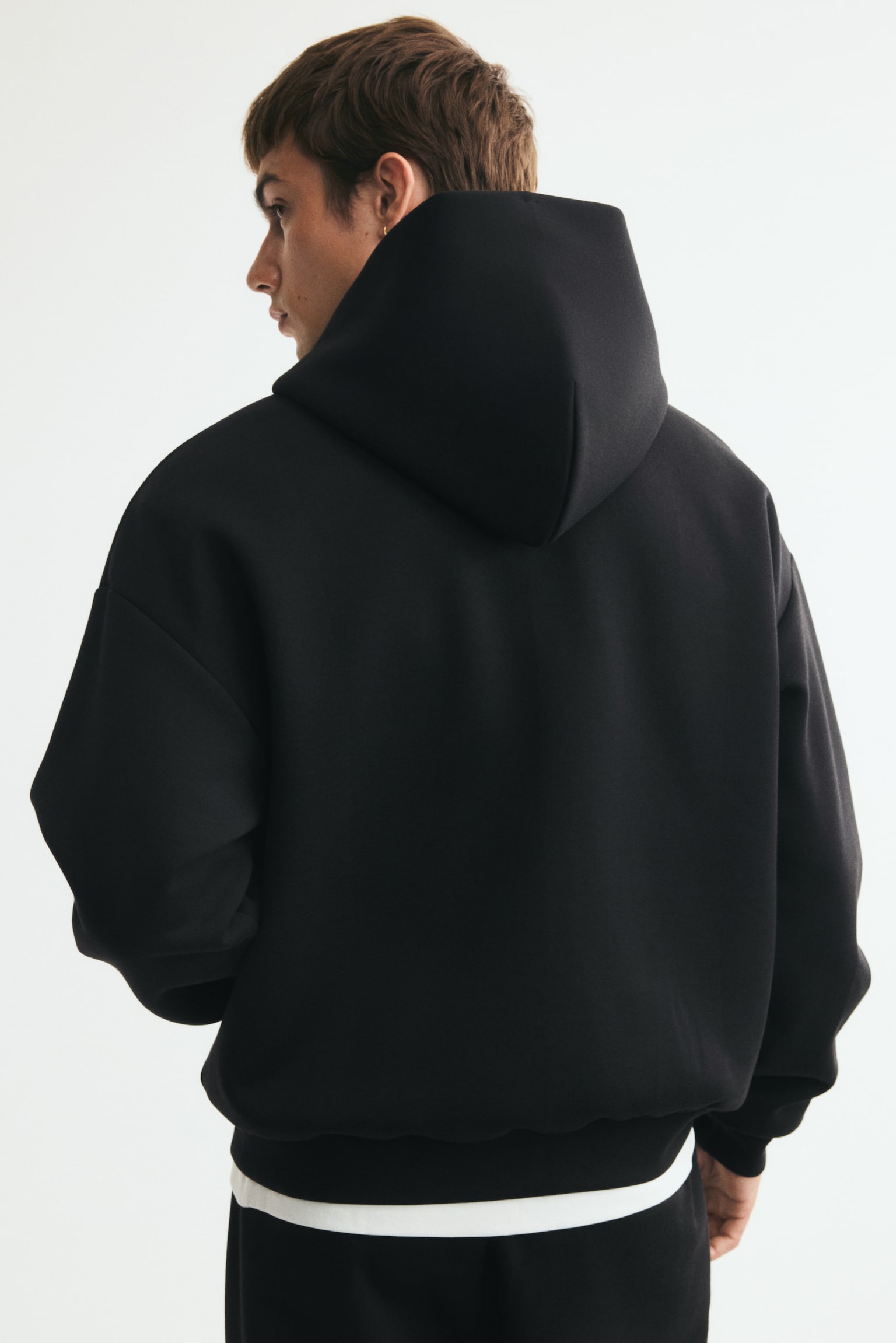 Мужская куртка H&M Oversized Interlock Hooded, цвет: Чёрный — фото 5