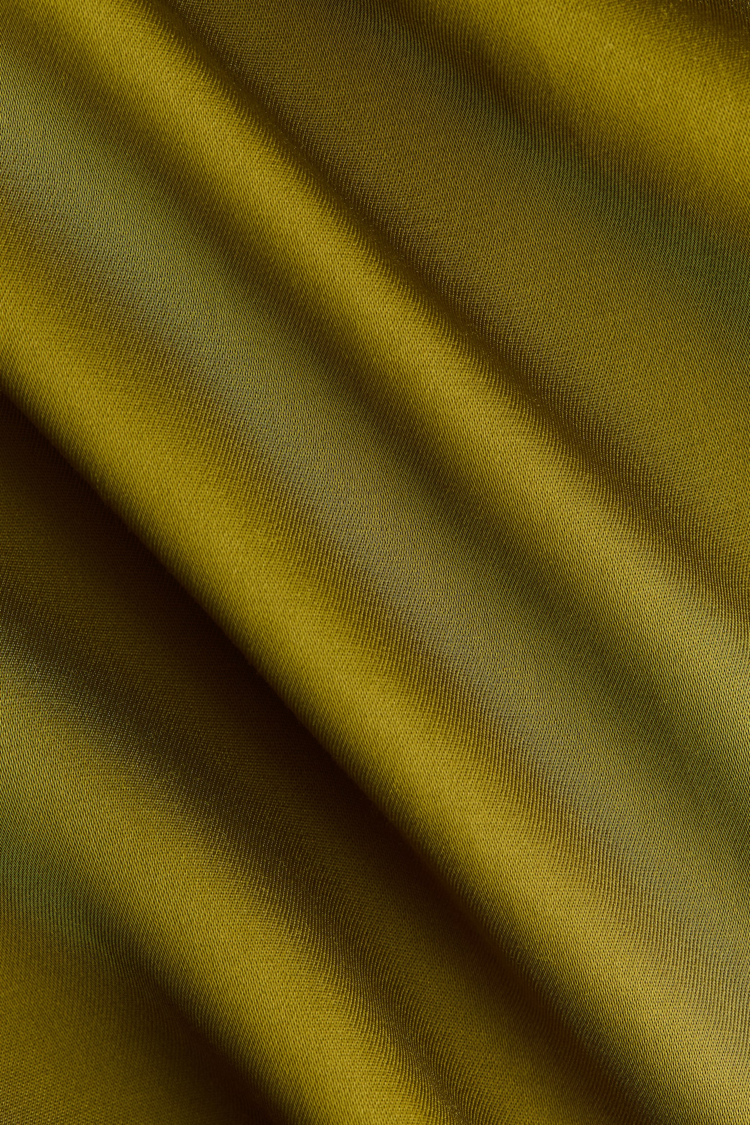 綢緞襯衫式洋裝 - 金黃橄欖色 - 6