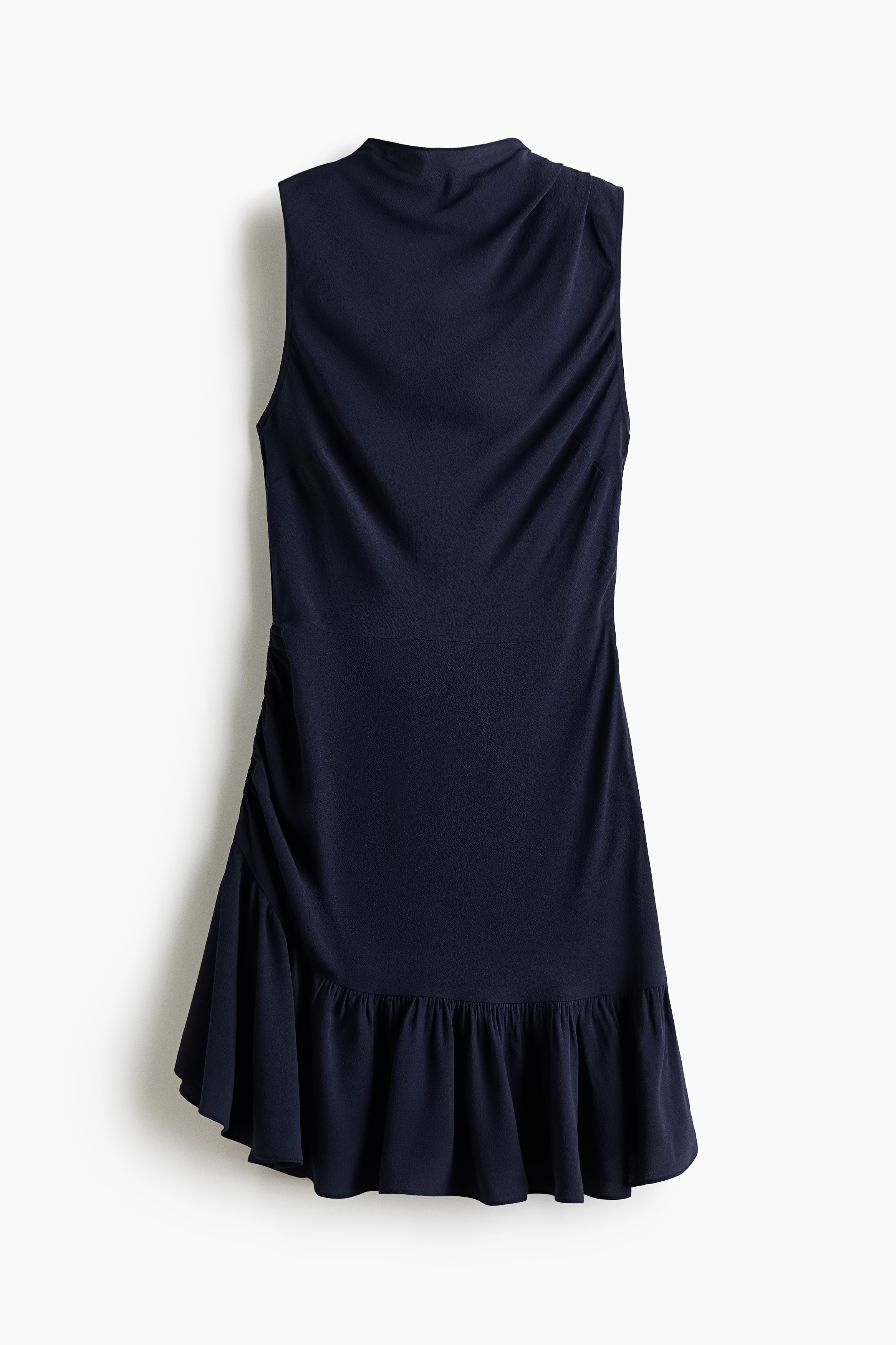 Frill-trimmed crêpe dress - Navy blue/Yellow