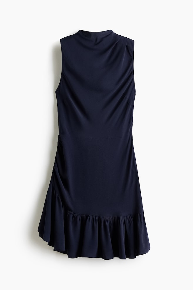 Robe volantée en crêpe - Bleu marine/Jaune/Rose clair - 1