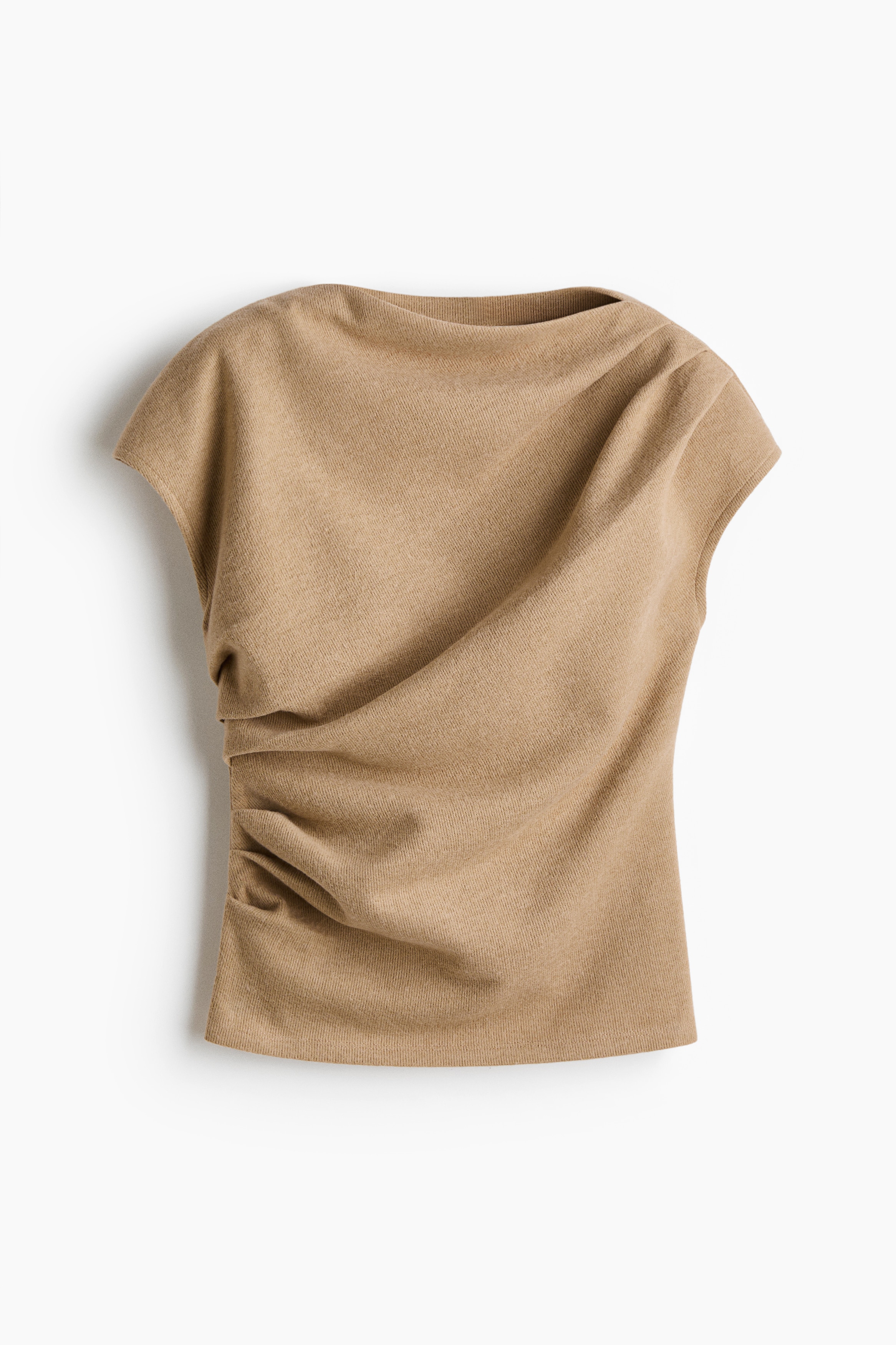 Drapowany top - Beżowy/Ciemnoszary melanż