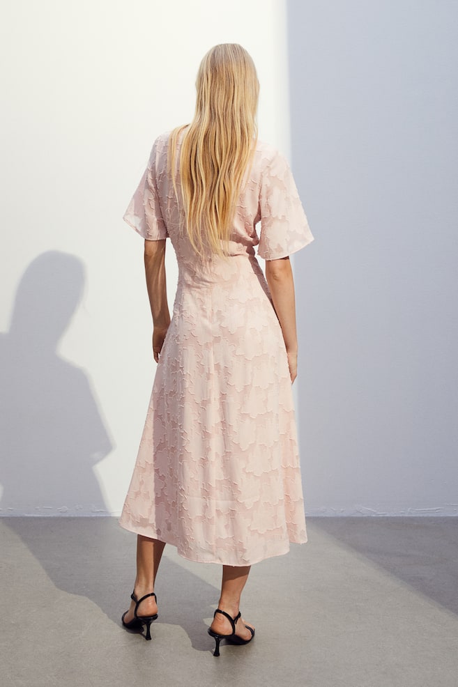 Gathered-detail dress - Powder pink/Black/Patterned - 4