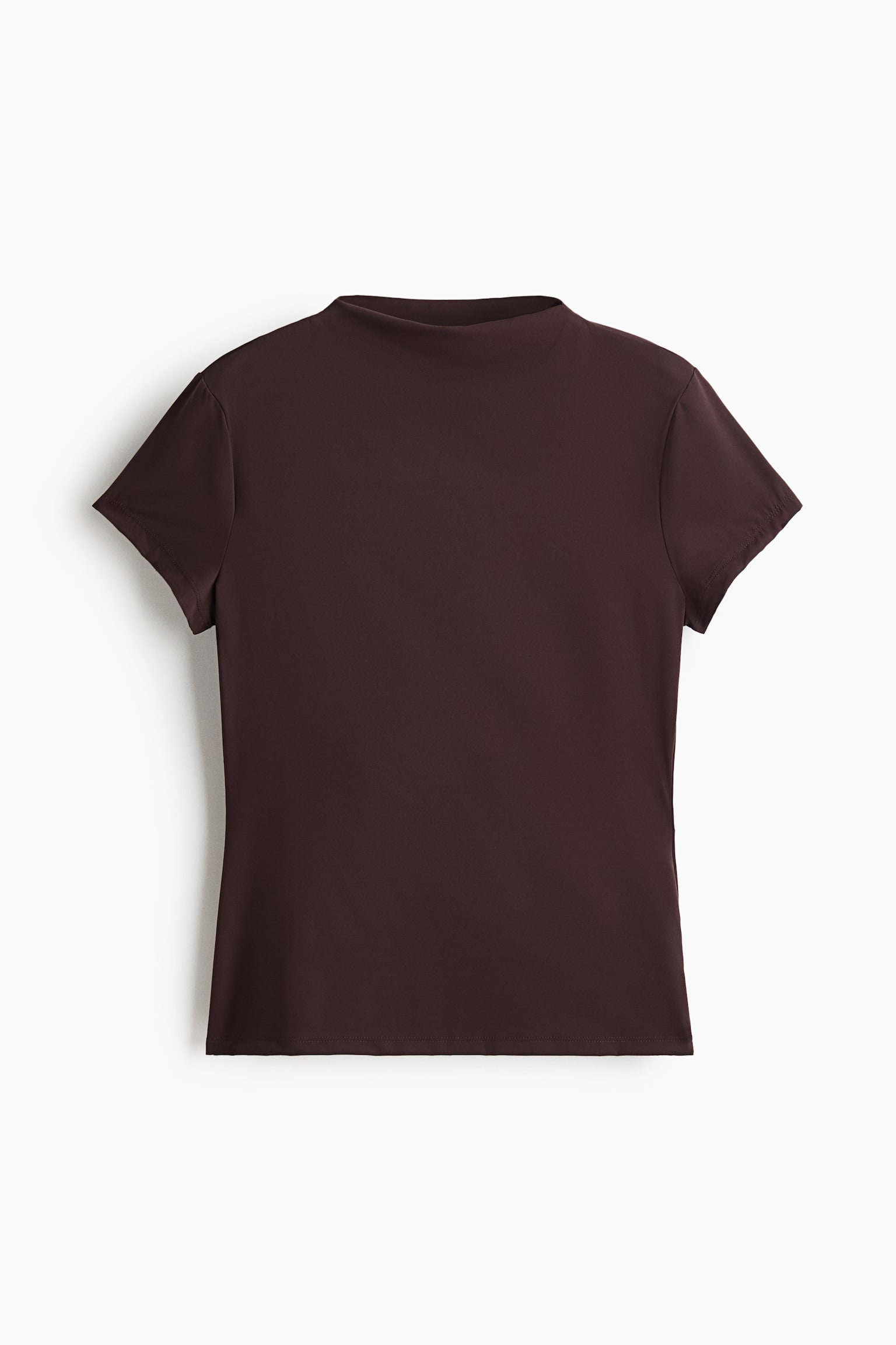 Stand-Up Collar Ponte Top - Dark brown/Black/Cream